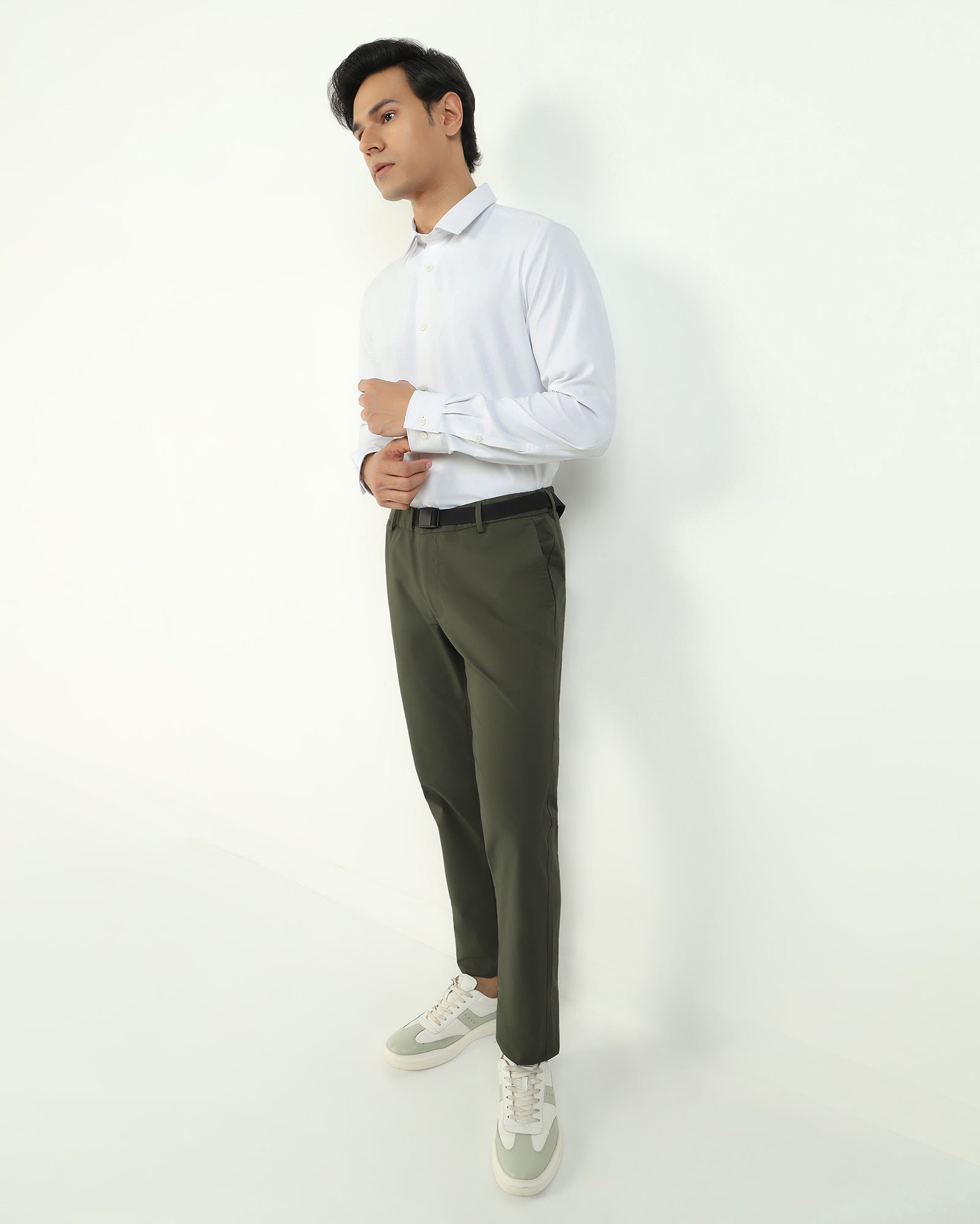 TechPro Slim Fit B-91 Casual Olive Solid Khakis - Kyle