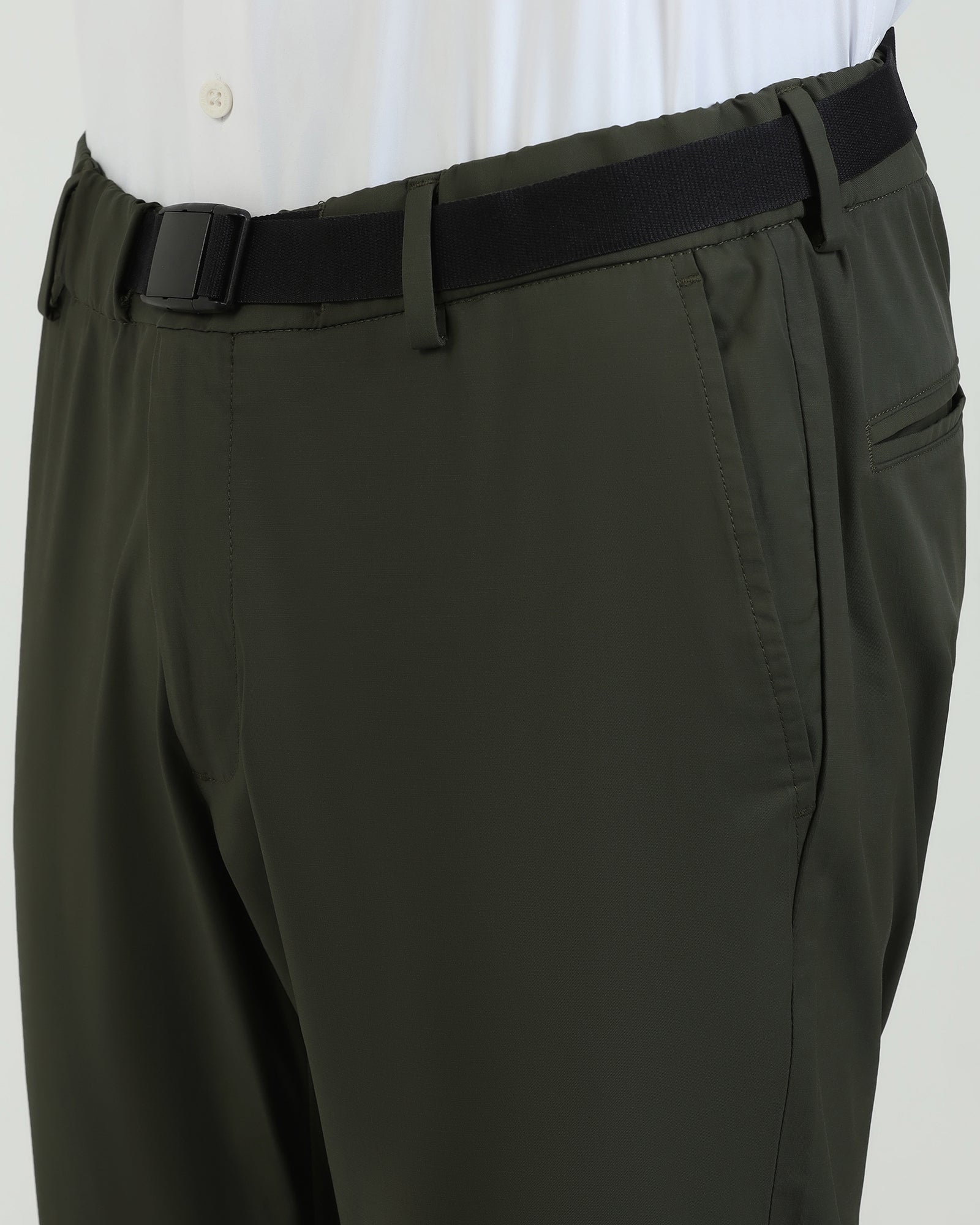 TechPro Slim Fit B-91 Casual Olive Solid Khakis - Kyle