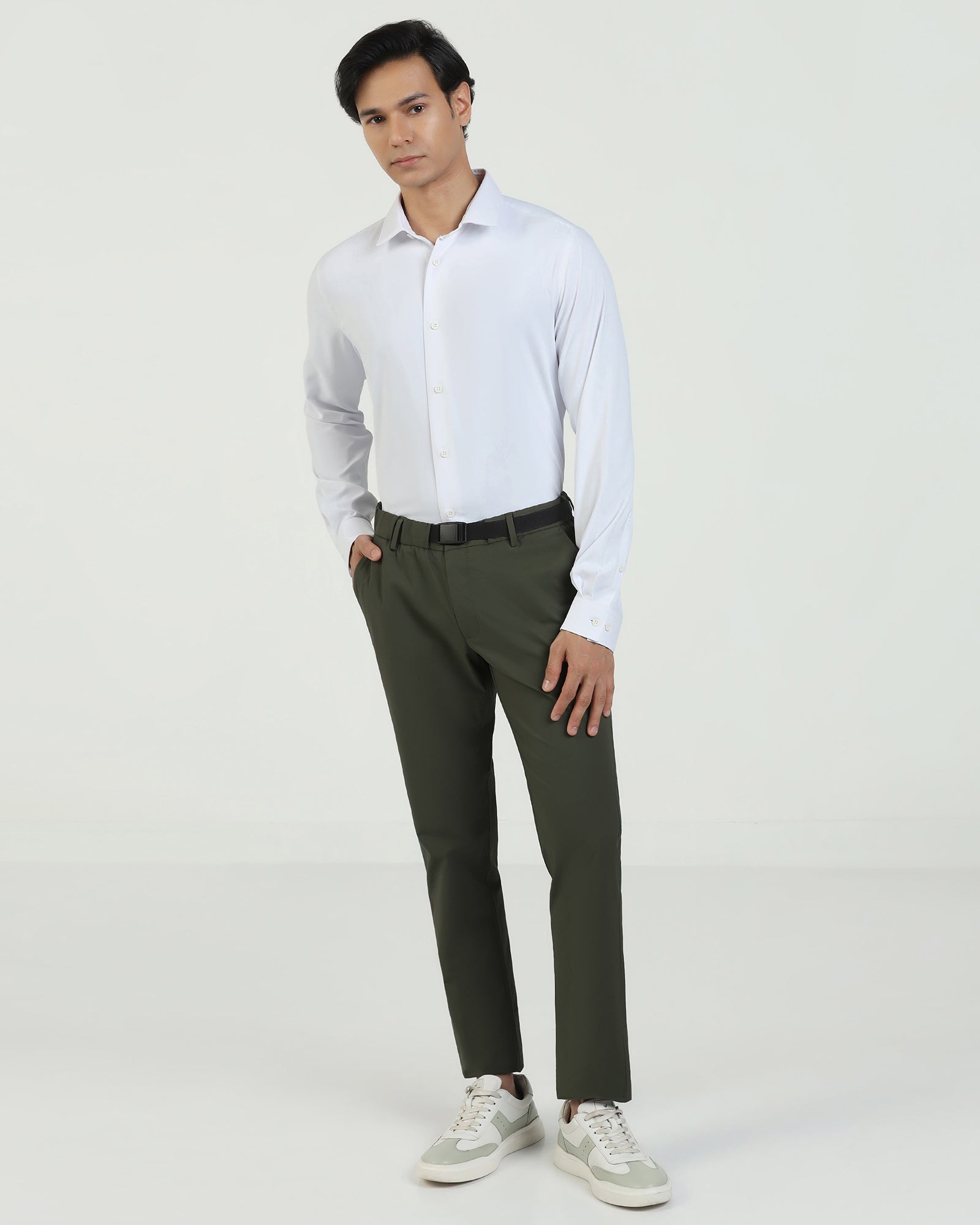 TechPro Slim Fit B-91 Casual Olive Solid Khakis - Kyle