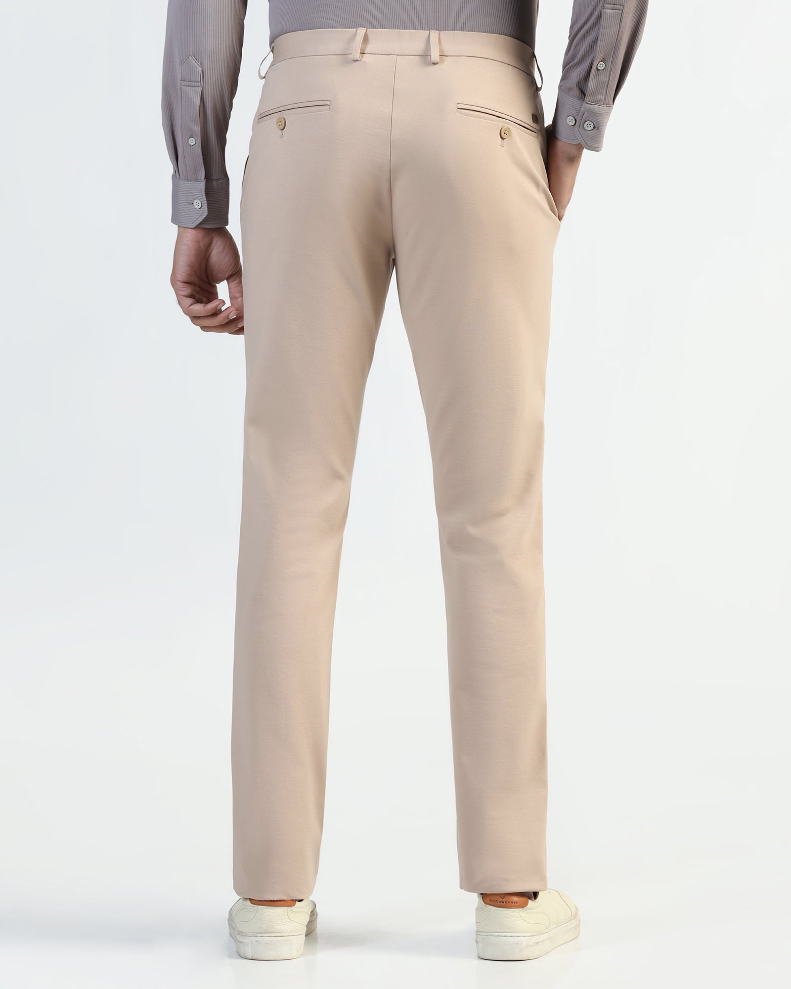 TechPro Slim Fit B-91 Casual Peach Solid Khakis - Ziea
