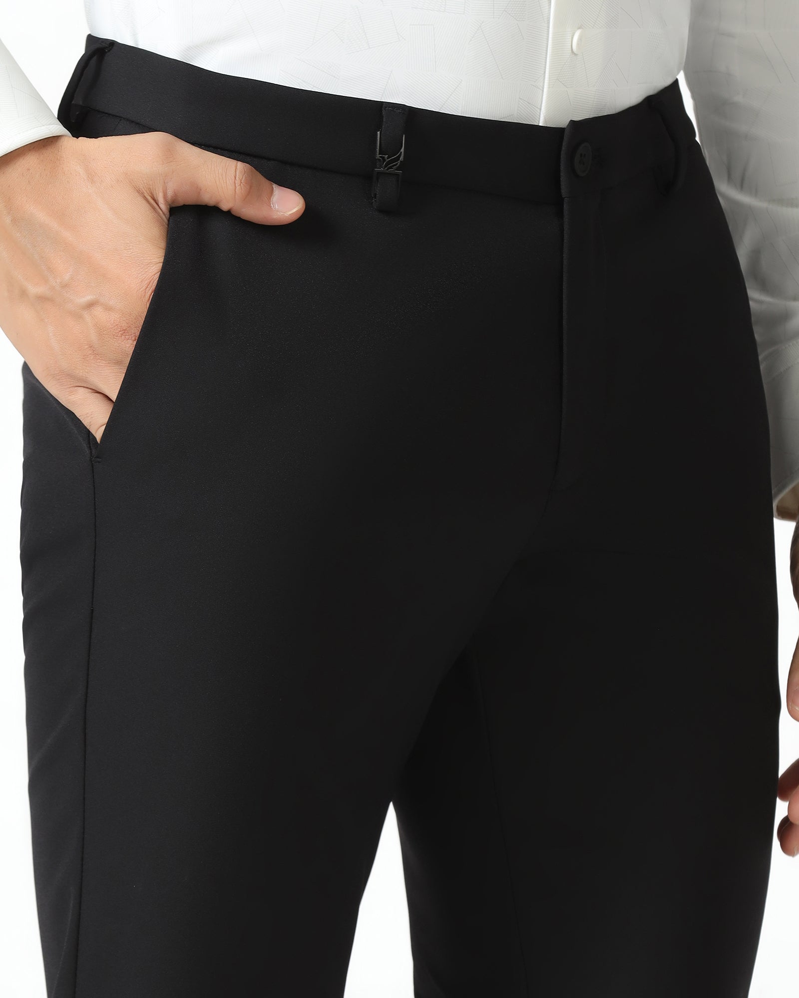 TechPro Slim Fit B-91 Formal Black Solid Trouser - Ashley