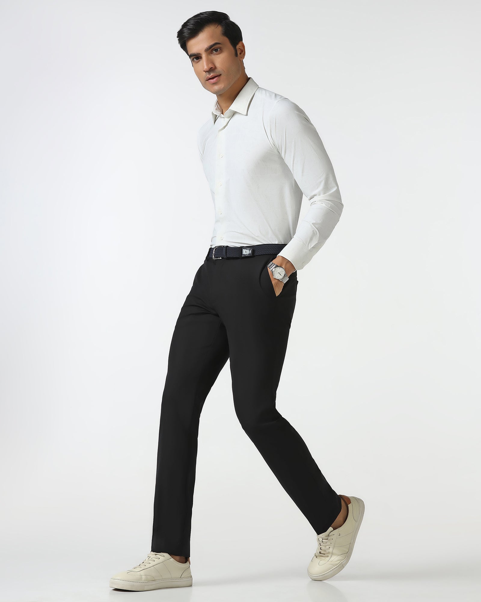 TechPro Slim Fit B-91 Formal Black Solid Trouser - Ashley