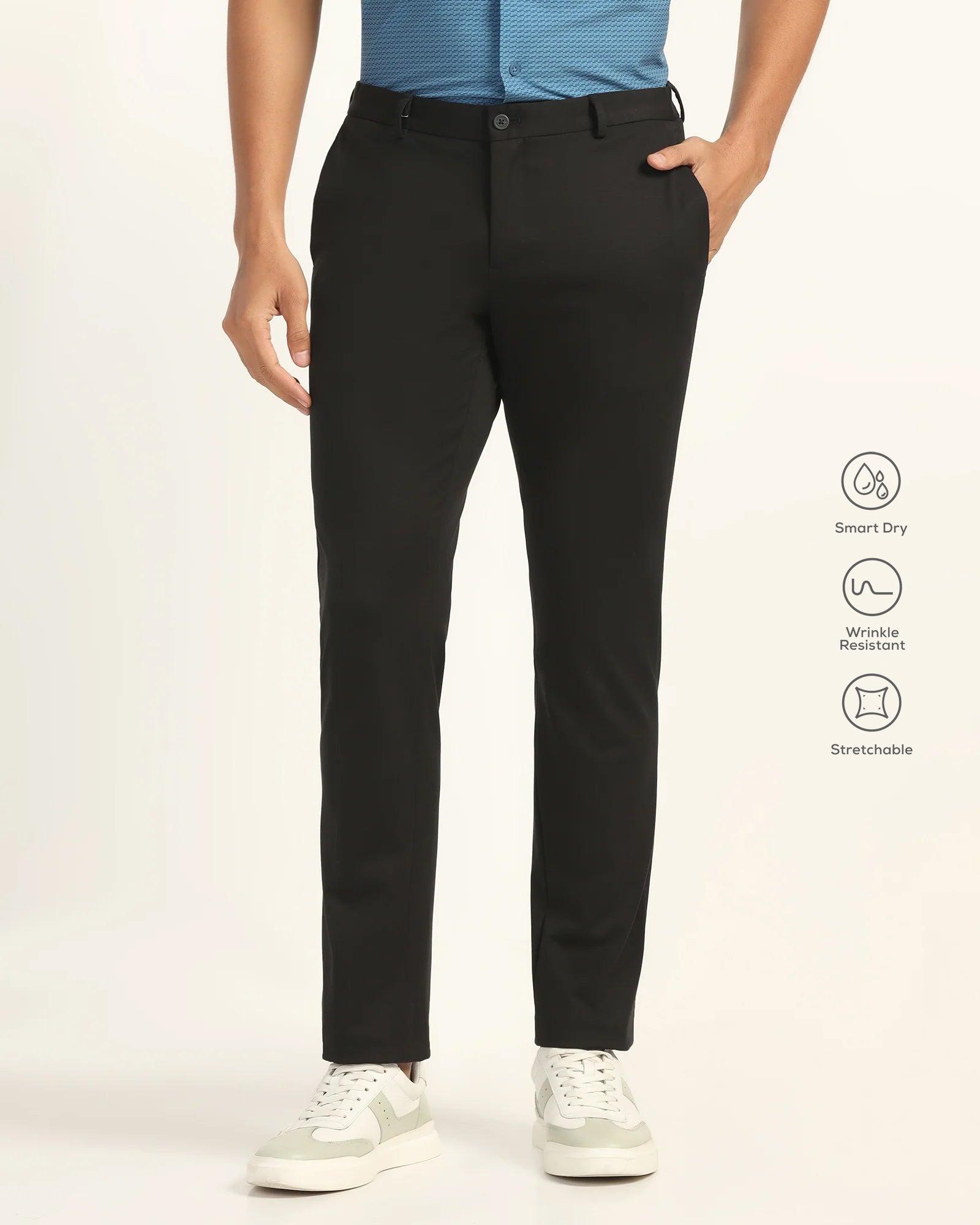TechPro Slim Fit B-91 Formal Black Solid Trouser - Explorer