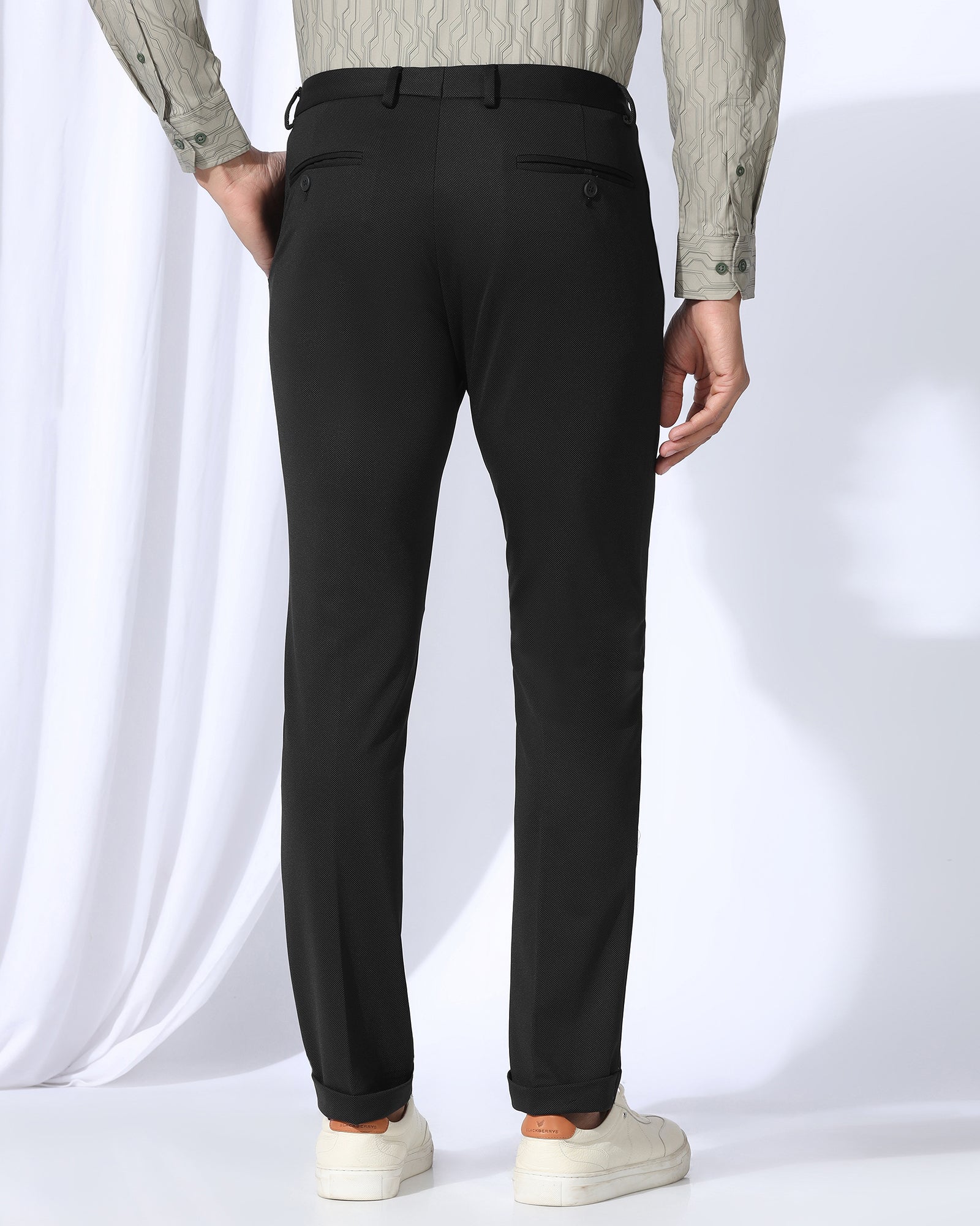 TechPro Slim Fit B-91 Formal Charcoal Textured Trouser - Meteor