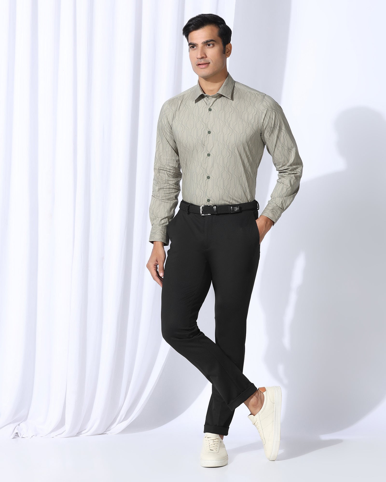 TechPro Slim Fit B-91 Formal Charcoal Textured Trouser - Meteor