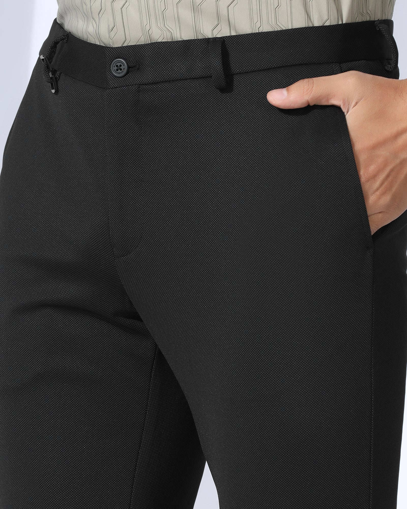 TechPro Slim Fit B-91 Formal Charcoal Textured Trouser - Meteor