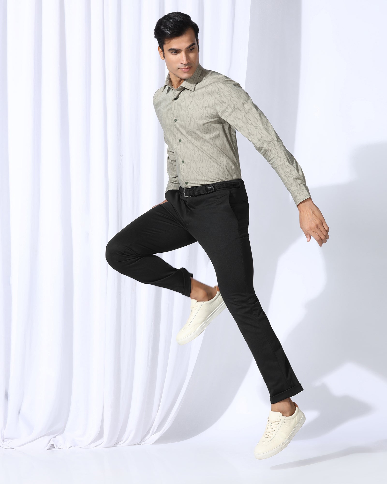 TechPro Slim Fit B-91 Formal Charcoal Textured Trouser - Meteor