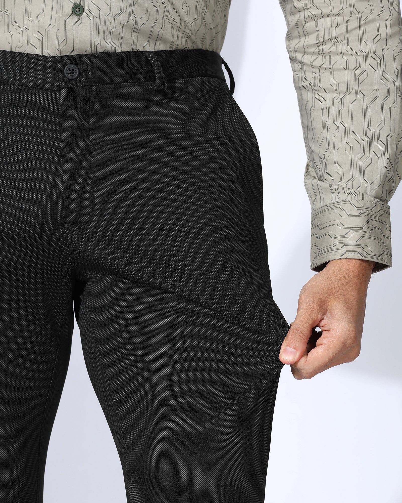 TechPro Slim Fit B-91 Formal Charcoal Textured Trouser - Meteor