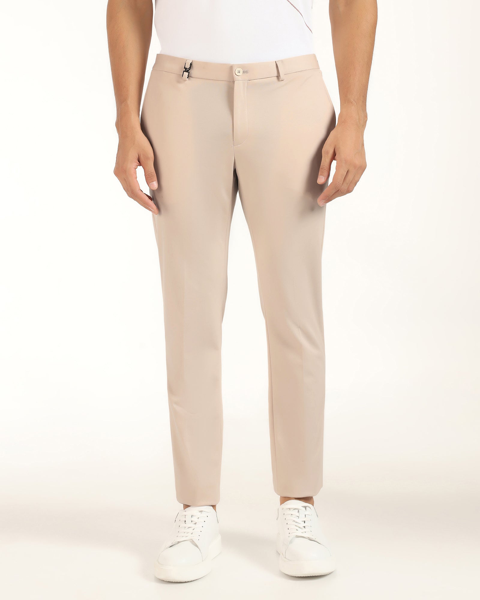 TechPro Slim Fit B-91 Formal Cream Solid Trouser - Explorer