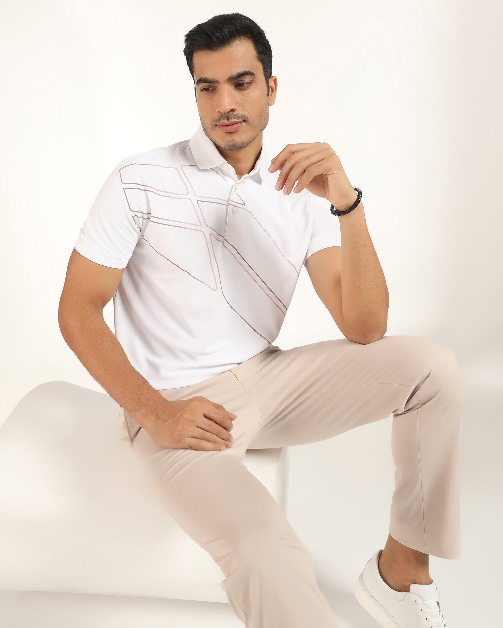 TechPro Slim Fit B-91 Formal Cream Solid Trouser - Explorer