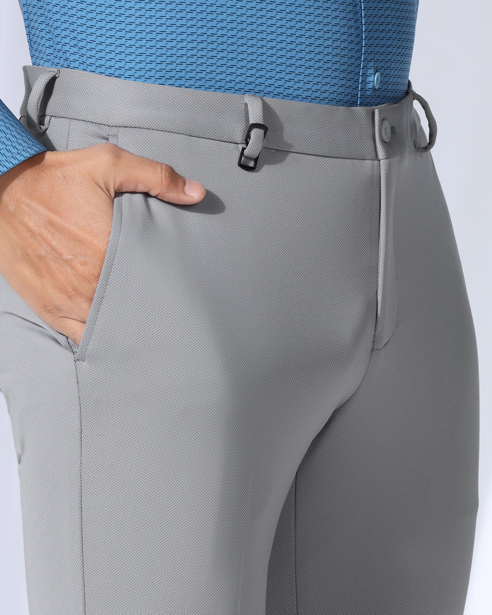 TechPro Slim Fit B-91 Formal Grey Textured Trouser - Meteor