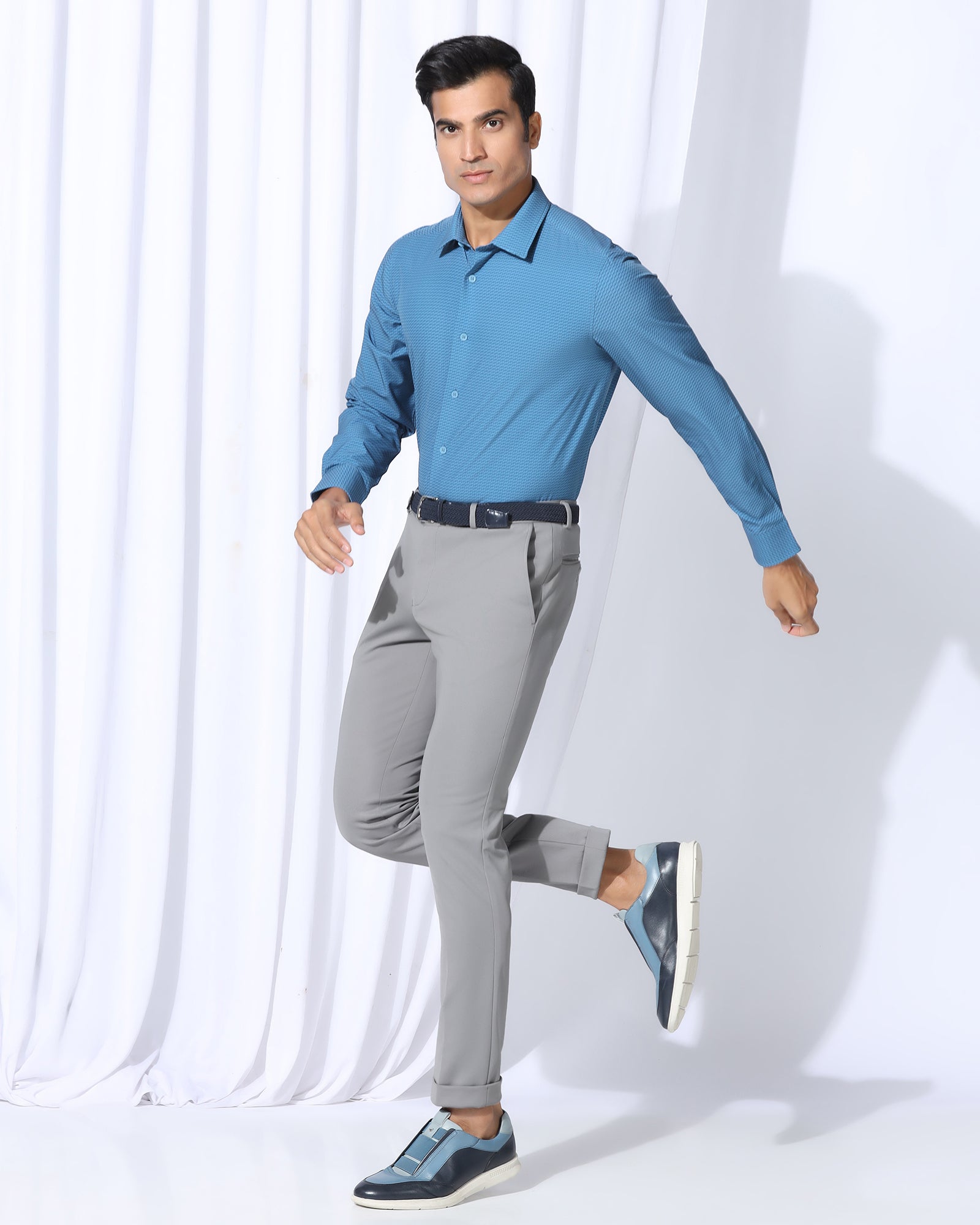 TechPro Slim Fit B-91 Formal Grey Textured Trouser - Meteor