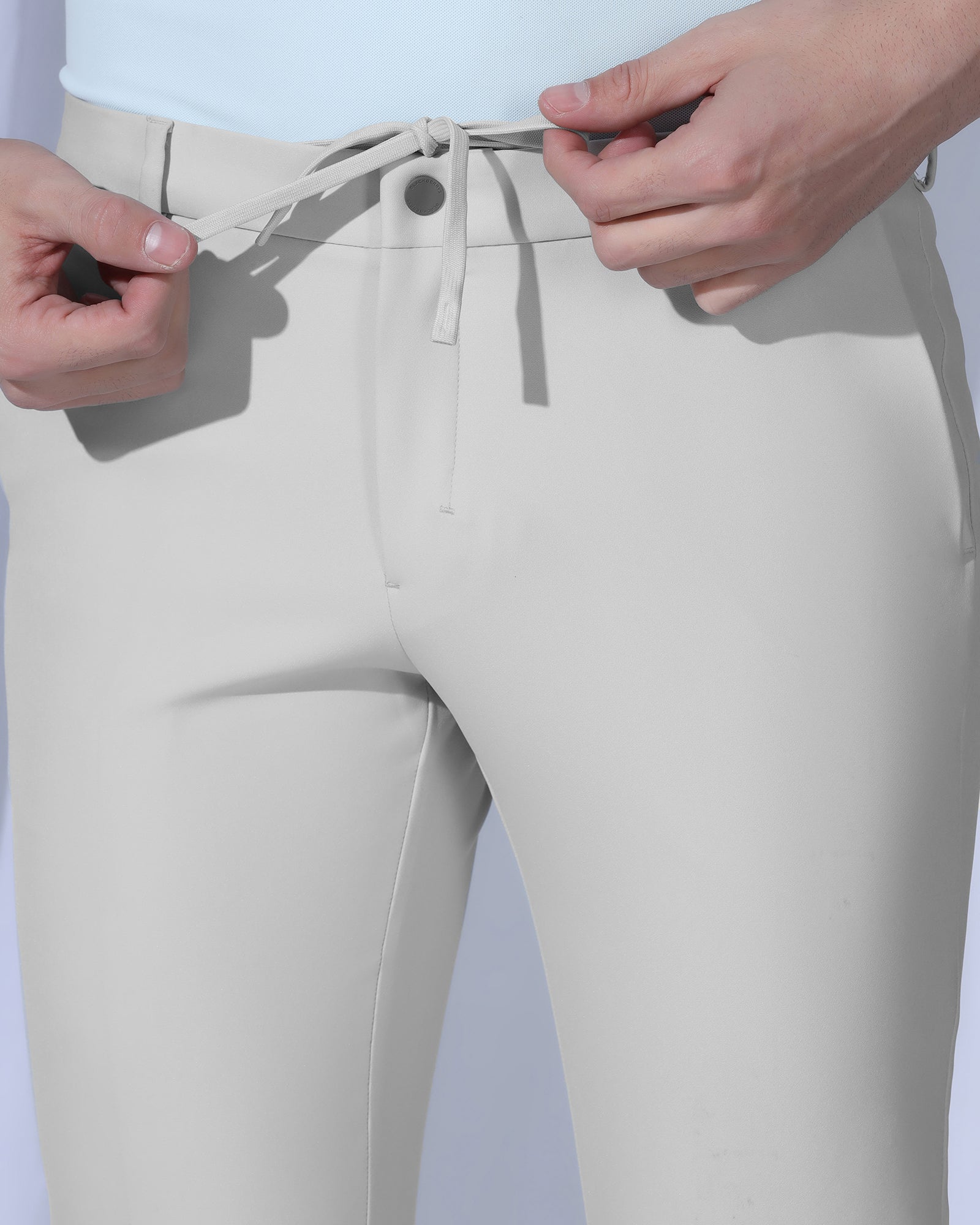 TechPro Slim Fit B-91 Formal Light Grey Solid Trouser - Ashley