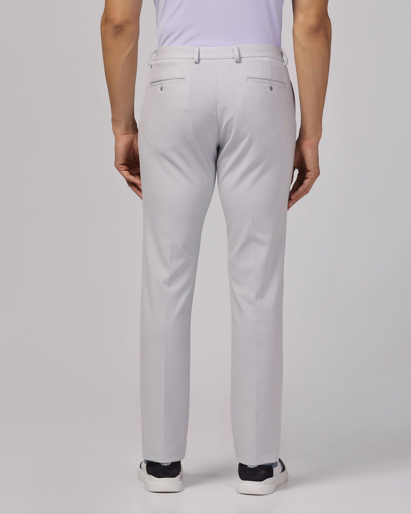 TechPro Slim Fit B-91 Formal Light Grey Solid Trouser - Blackbird - Blackberrys