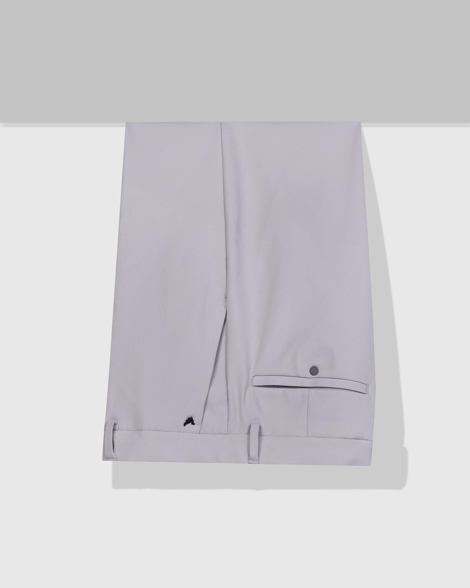 TechPro Slim Fit B-91 Formal Light Grey Solid Trouser - Blackbird - Blackberrys