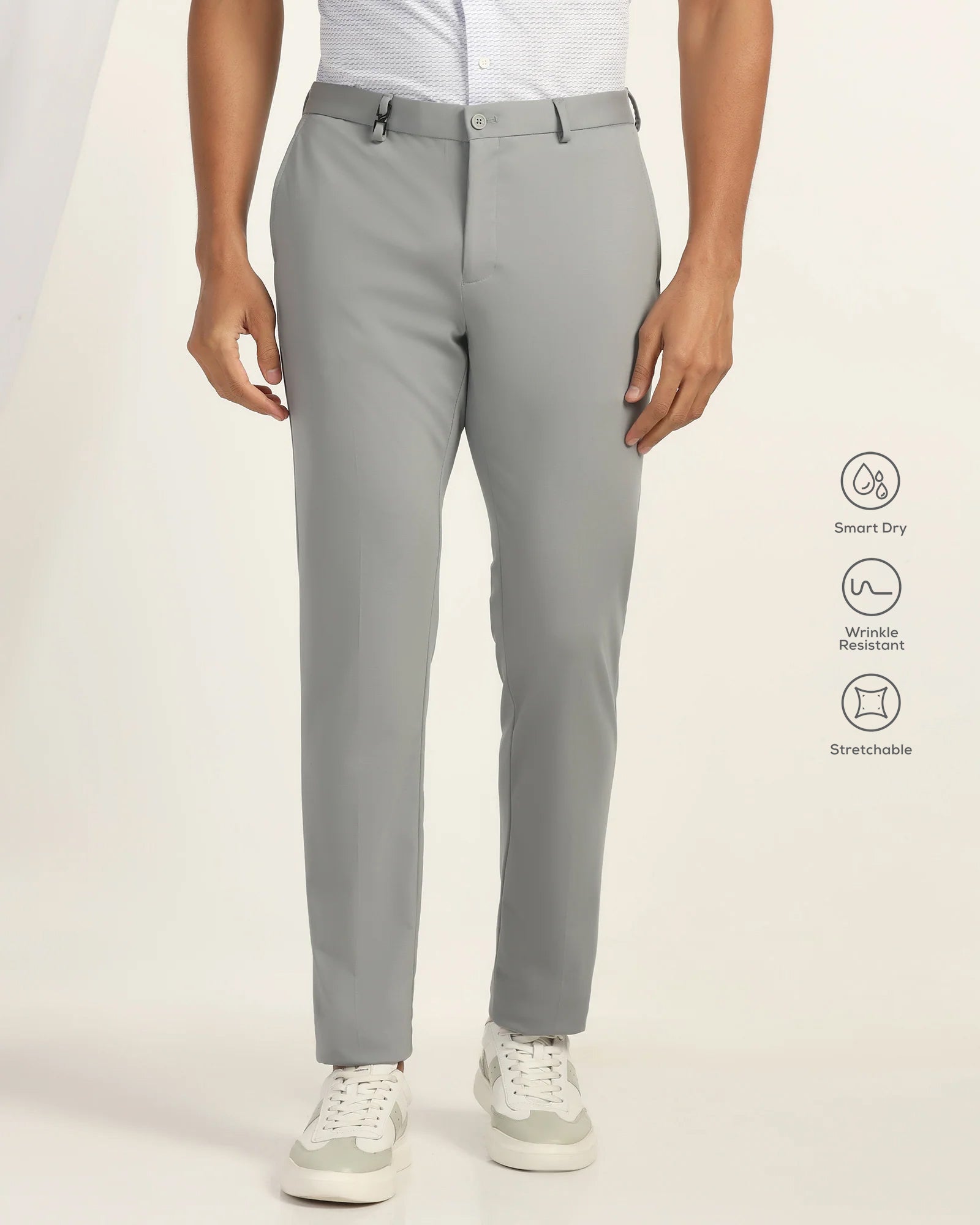 TechPro Slim Fit B-91 Formal Light Grey Solid Trouser - Explorer