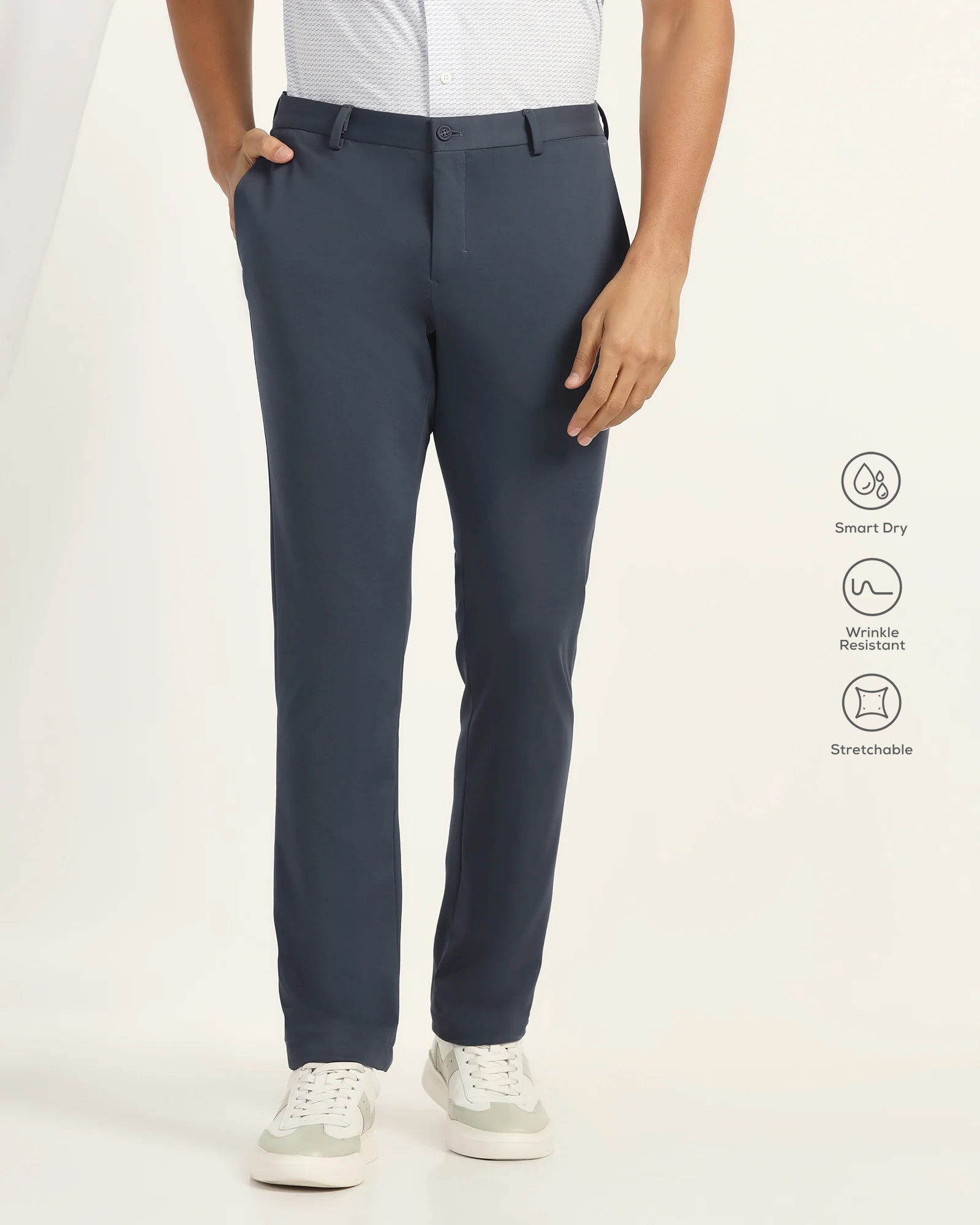 TechPro Slim Fit B-91 Formal Navy Solid Trouser - Explorer