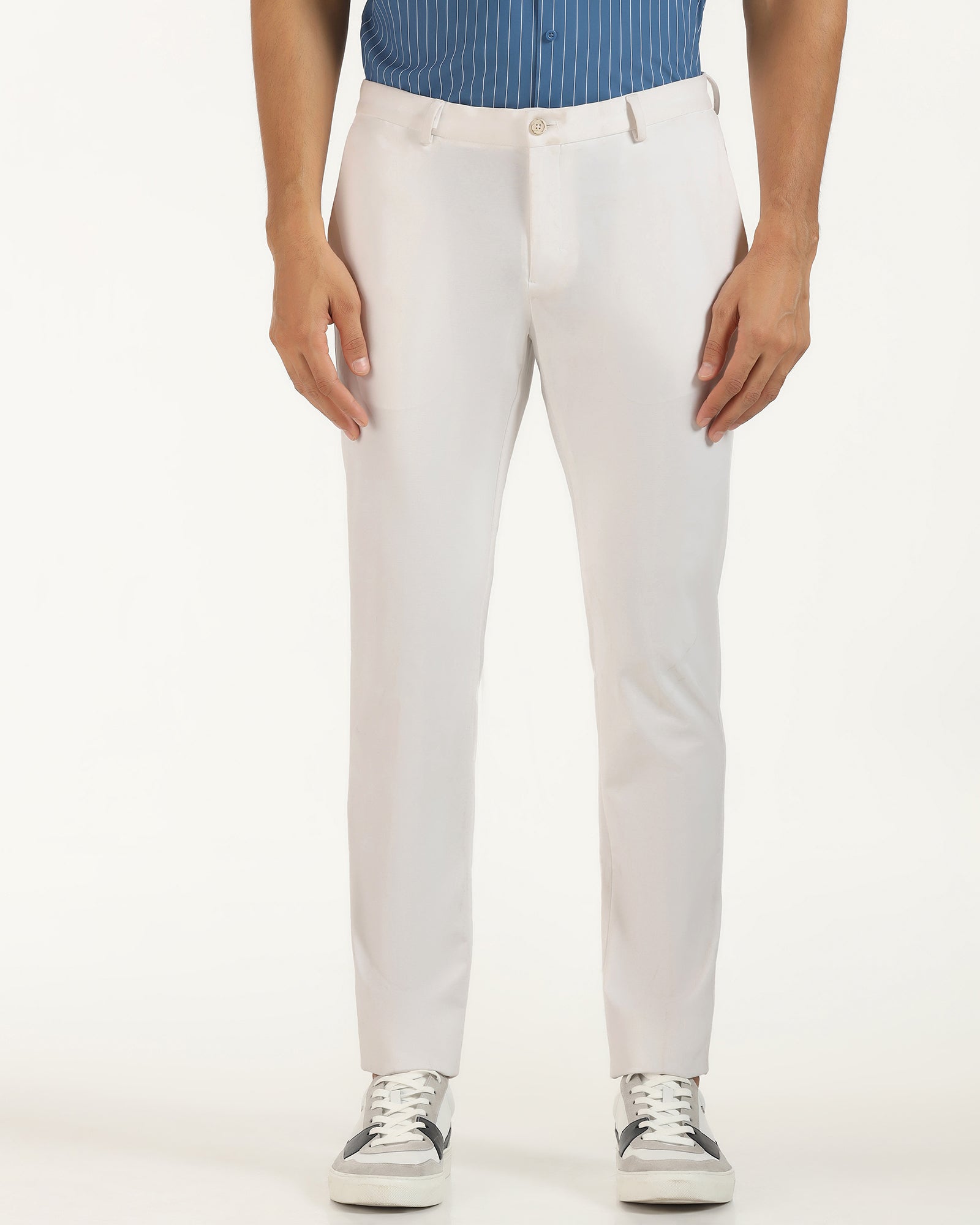TechPro Slim Fit B-91 Formal White Solid Trouser - Explorer