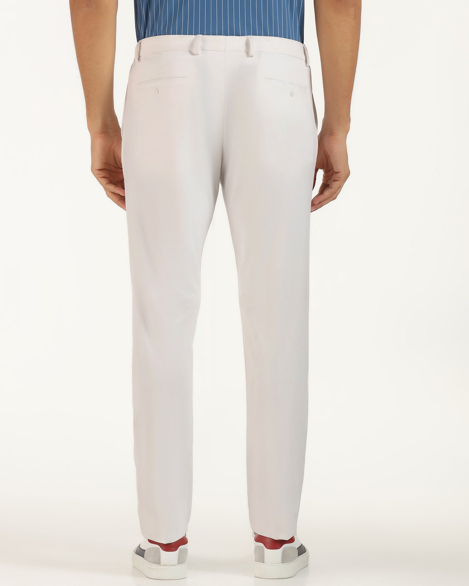 TechPro Slim Fit B-91 Formal White Solid Trouser - Explorer