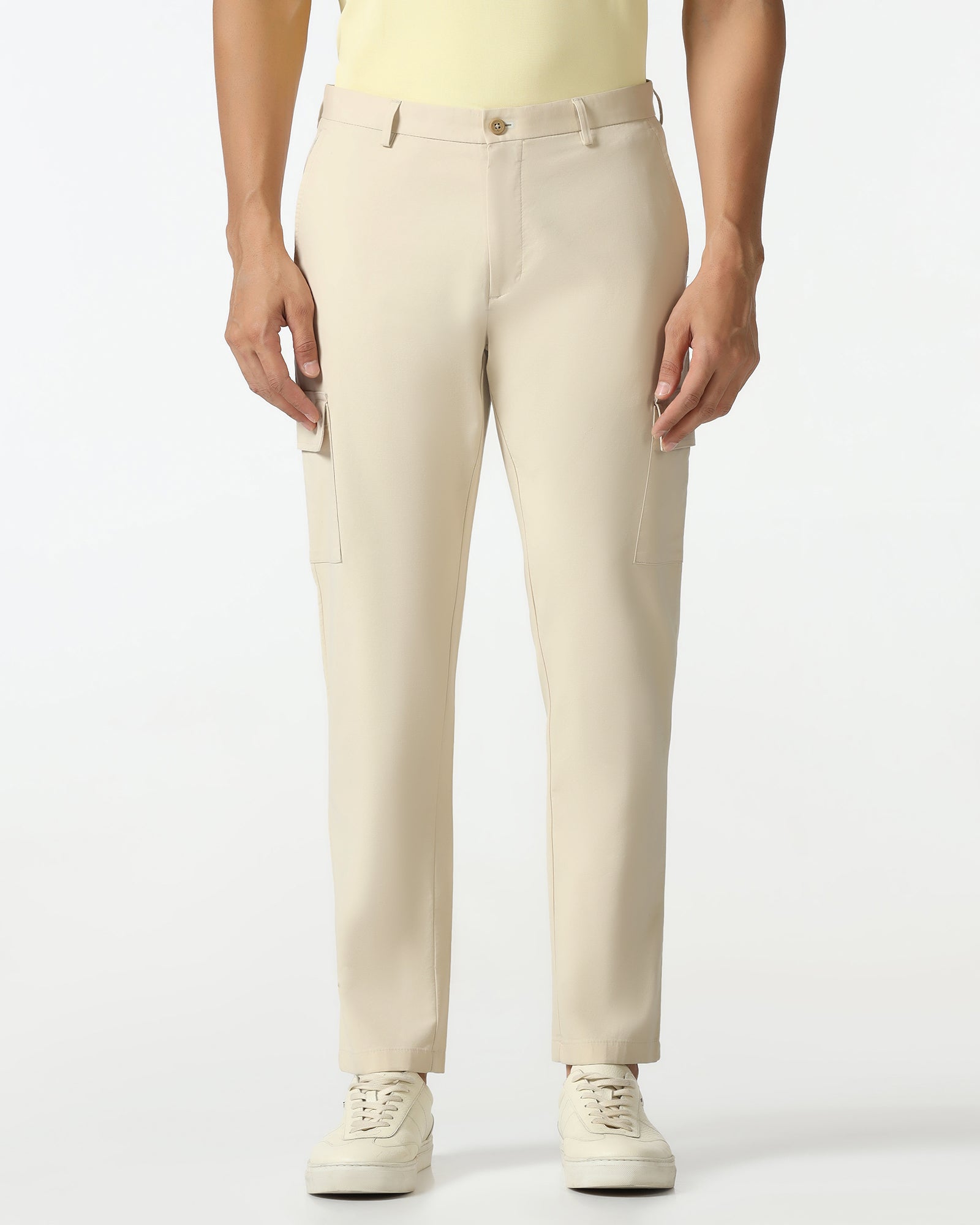 TechPro Sneaker Fit Casual Beige Solid Khakis - Andy