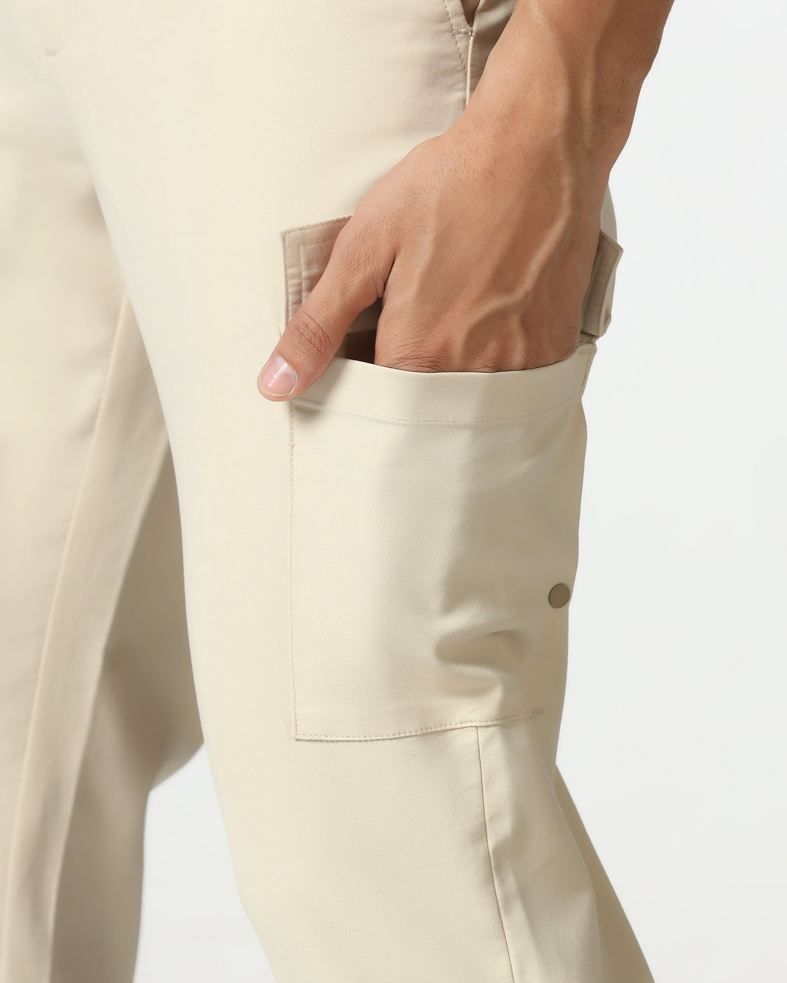 TechPro Sneaker Fit Casual Beige Solid Khakis - Andy