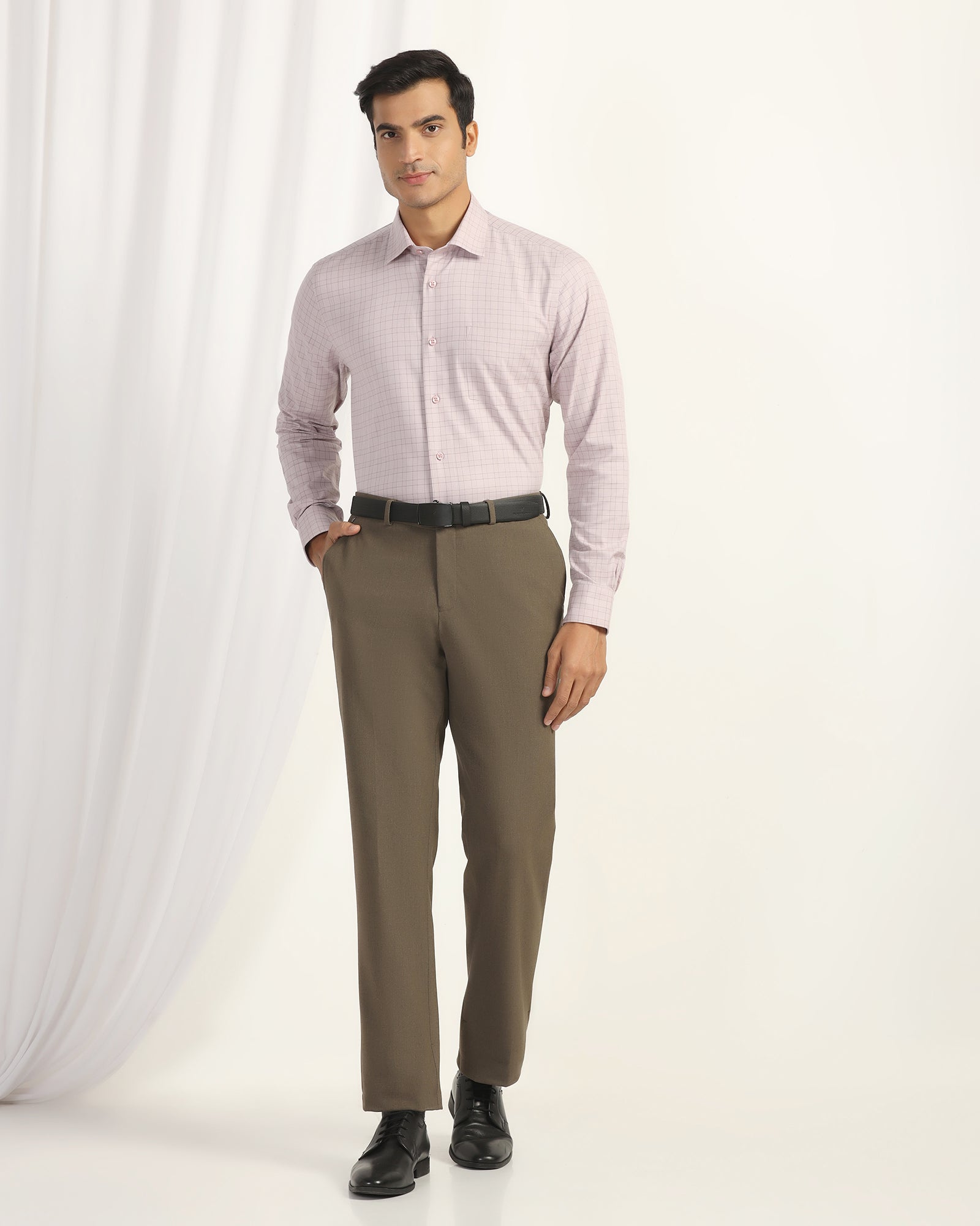 Temp Tech Formal Dusty Pink Check Shirt - Victor