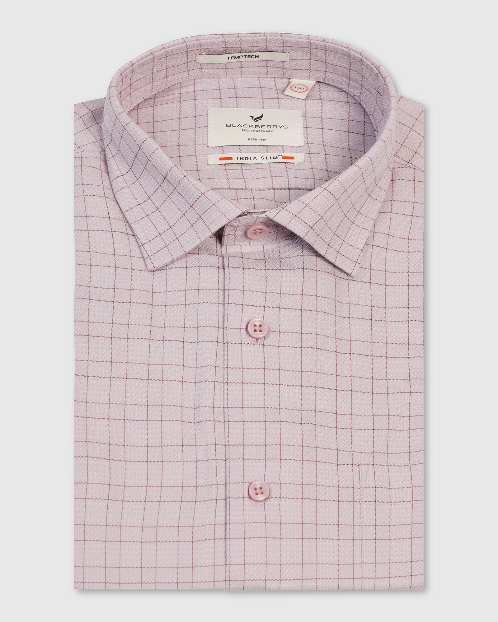 Temp Tech Formal Dusty Pink Check Shirt - Victor