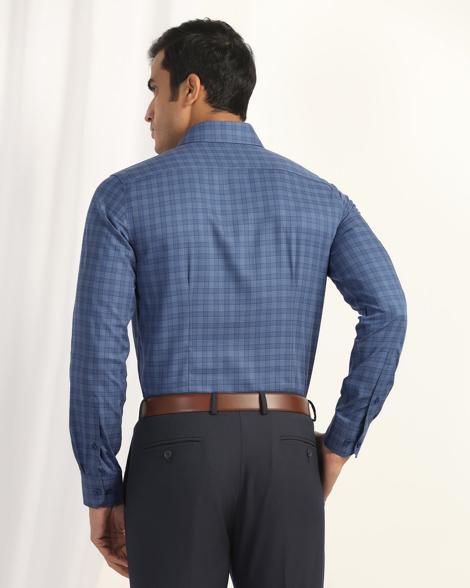 Temp Tech Formal Navy Check Shirt - Victor