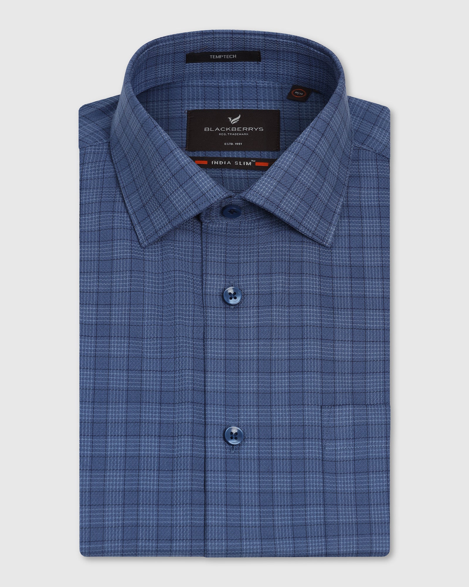 Temp Tech Formal Navy Check Shirt - Victor