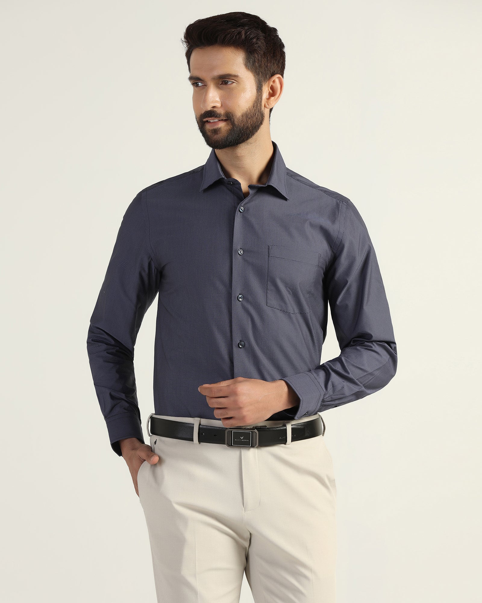 Temp Tech Formal Navy Textured Shirt - Vogue