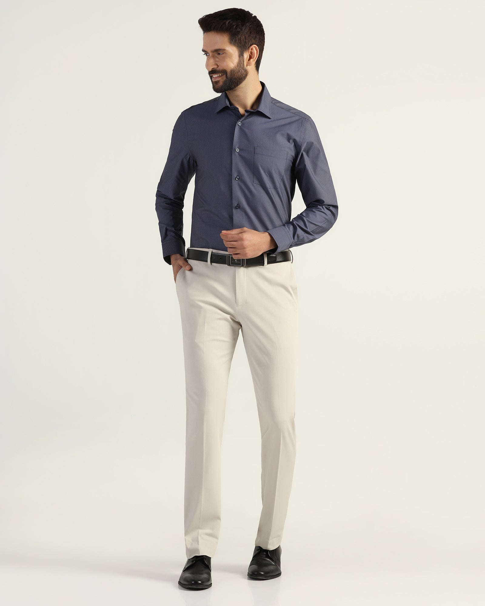 Temp Tech Formal Navy Textured Shirt - Vogue