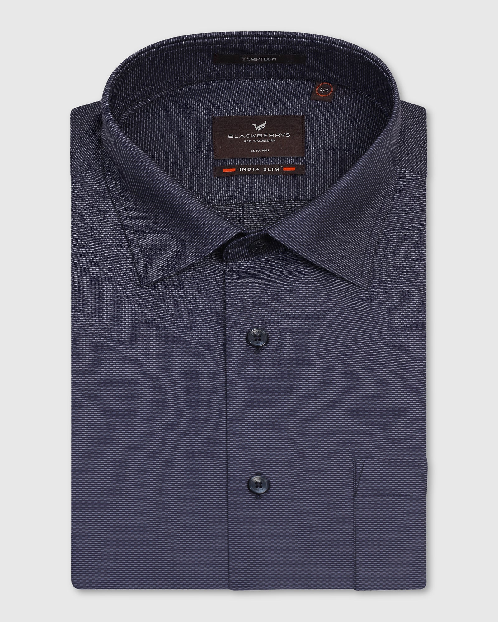 Temp Tech Formal Navy Textured Shirt - Vogue
