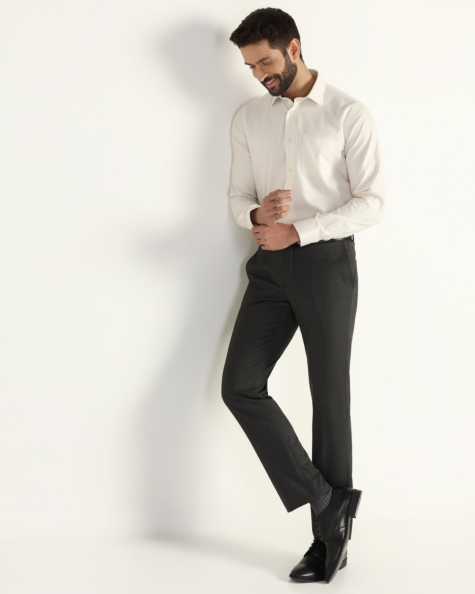 Temp Tech Slim Comfort B-95 Formal Black Textured Trouser - Iceberg