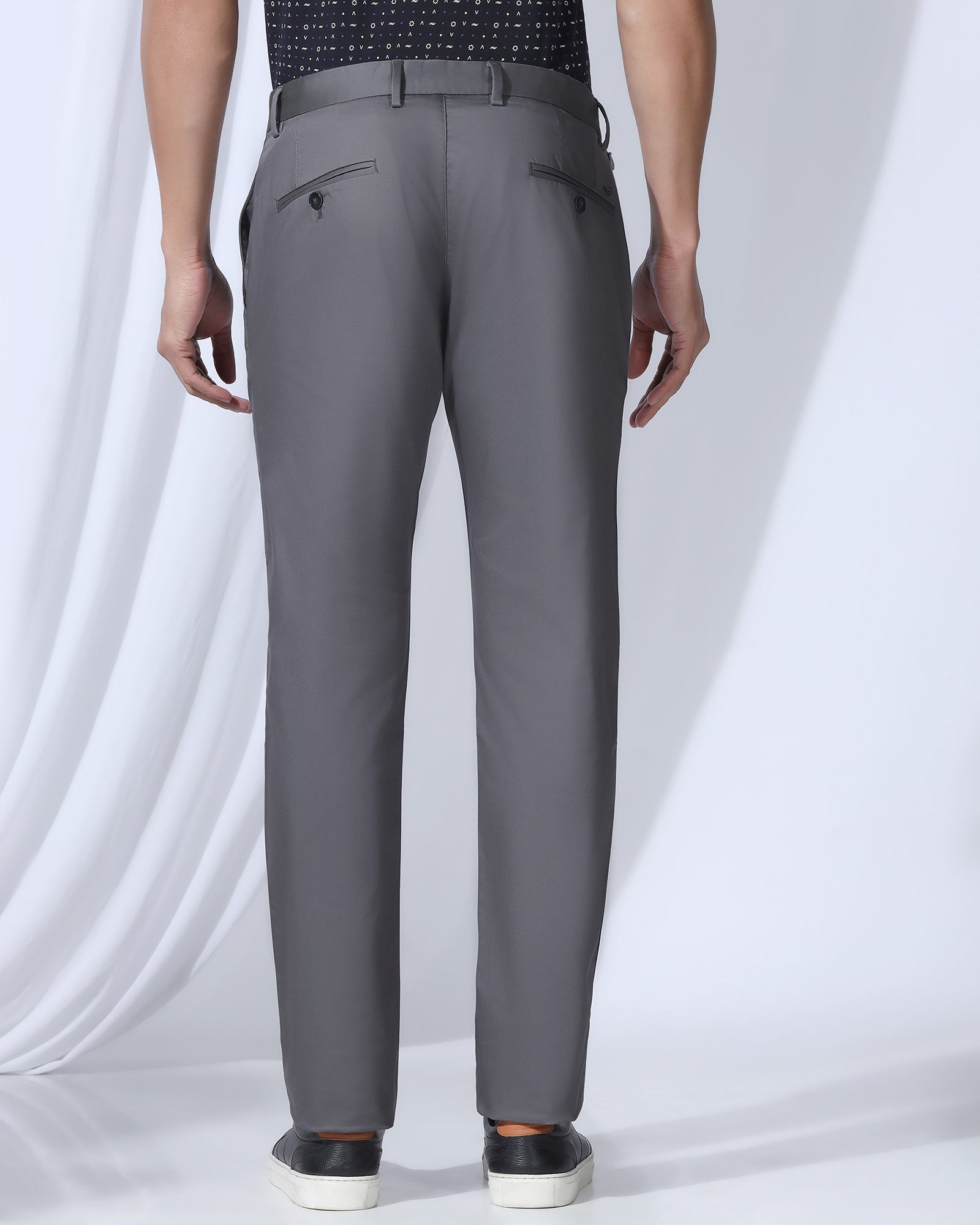 Temp Tech Slim Fit B-91 Casual Grey Solid Khakis - Peter