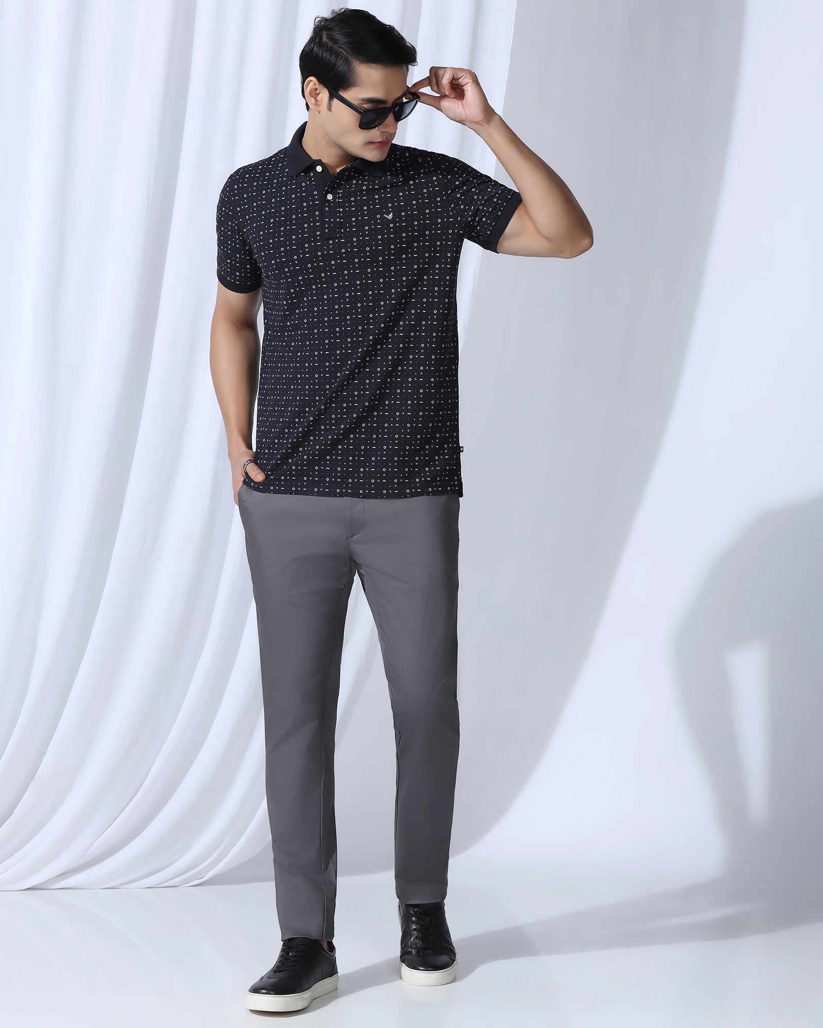 Temp Tech Slim Fit B-91 Casual Grey Solid Khakis - Peter