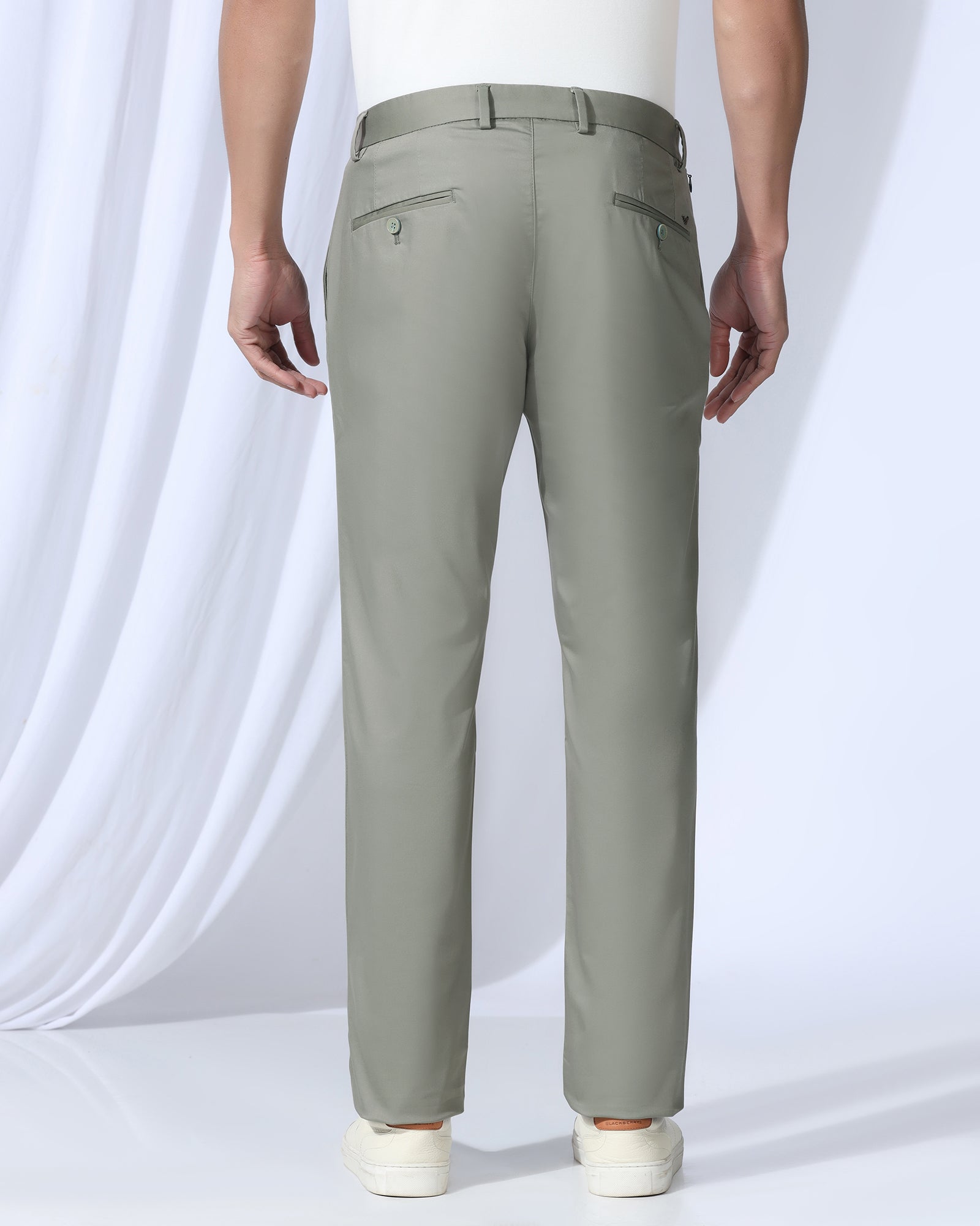 Temp Tech Slim Fit B-91 Casual Light Olive Solid Khakis - Peter