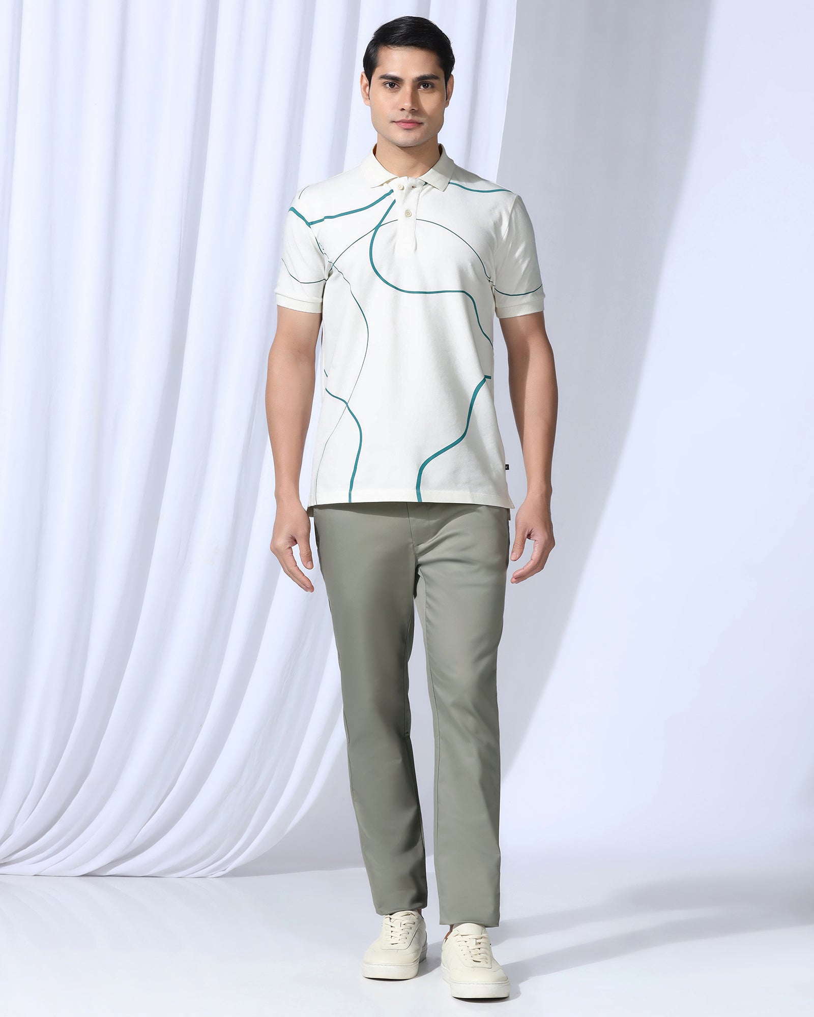 Temp Tech Slim Fit B-91 Casual Light Olive Solid Khakis - Peter