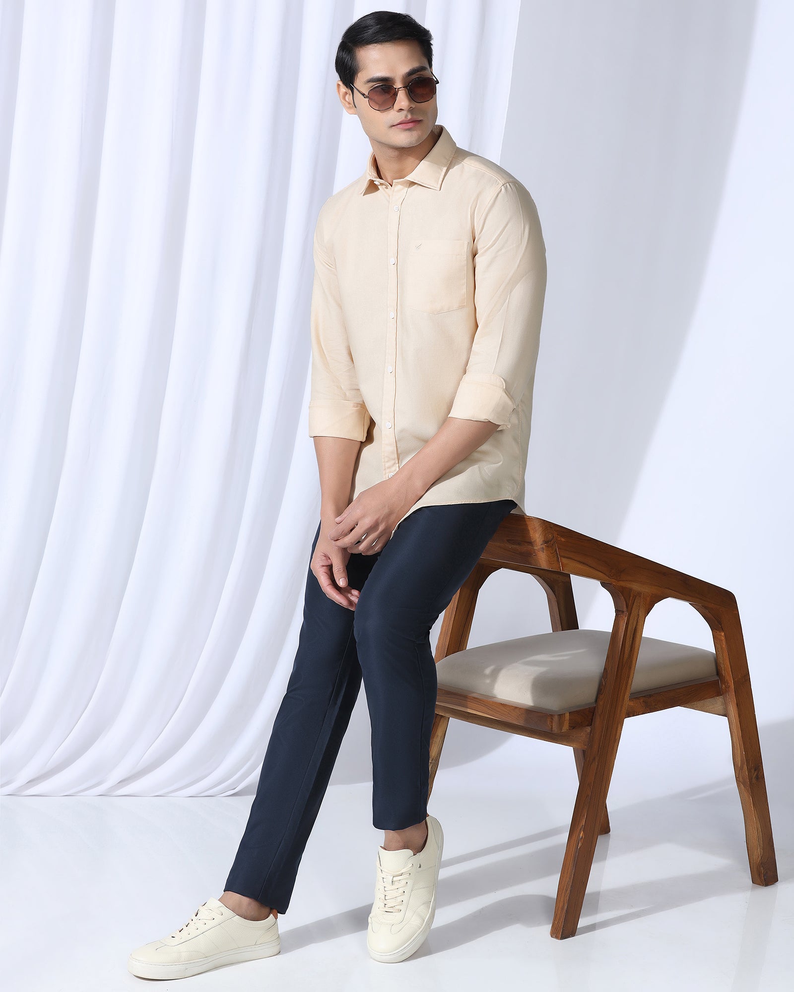 Temp Tech Sneaker Fit Casual Navy Textured Khakis - Blake