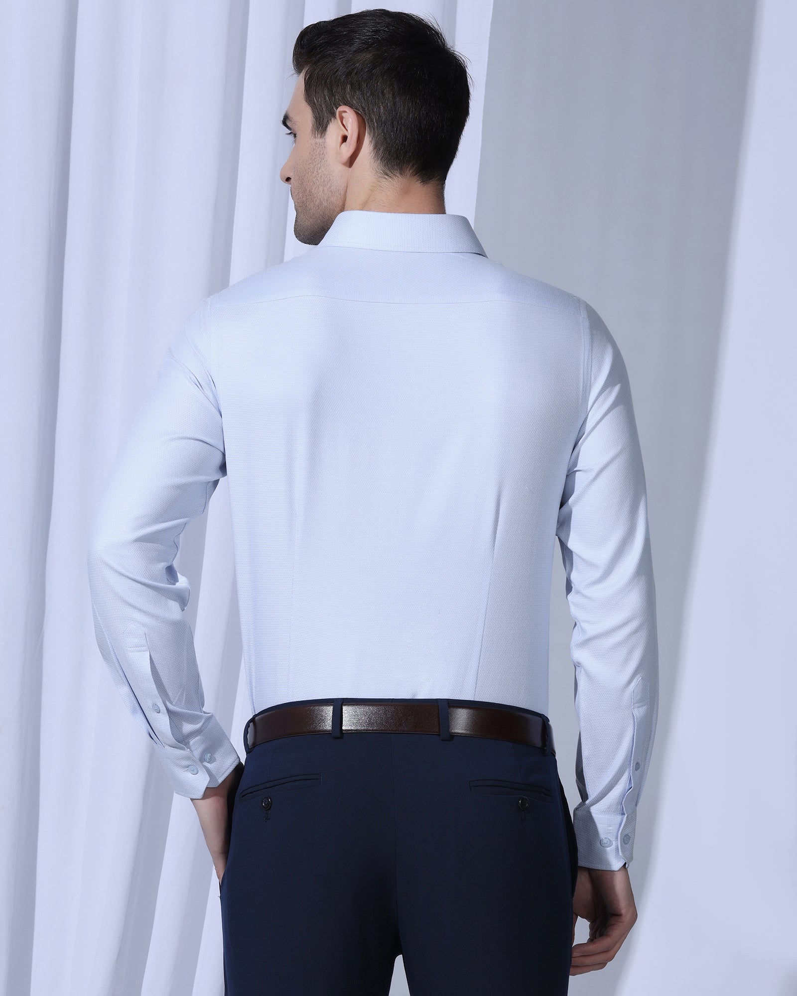 Temp Tech Formal Blue Textured Shirt - Revolve