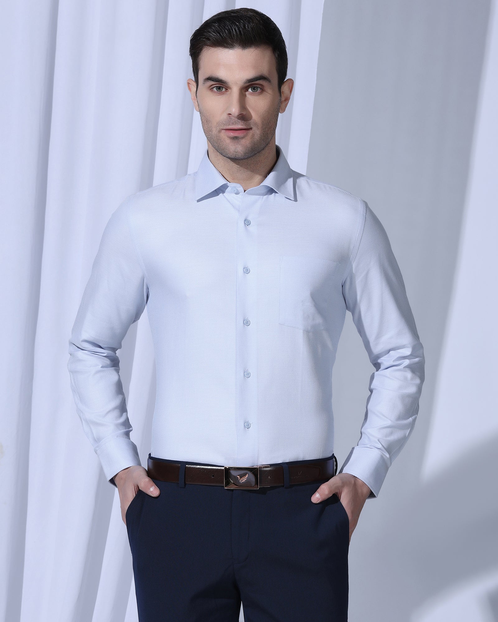 Temp Tech Formal Blue Textured Shirt - Revolve