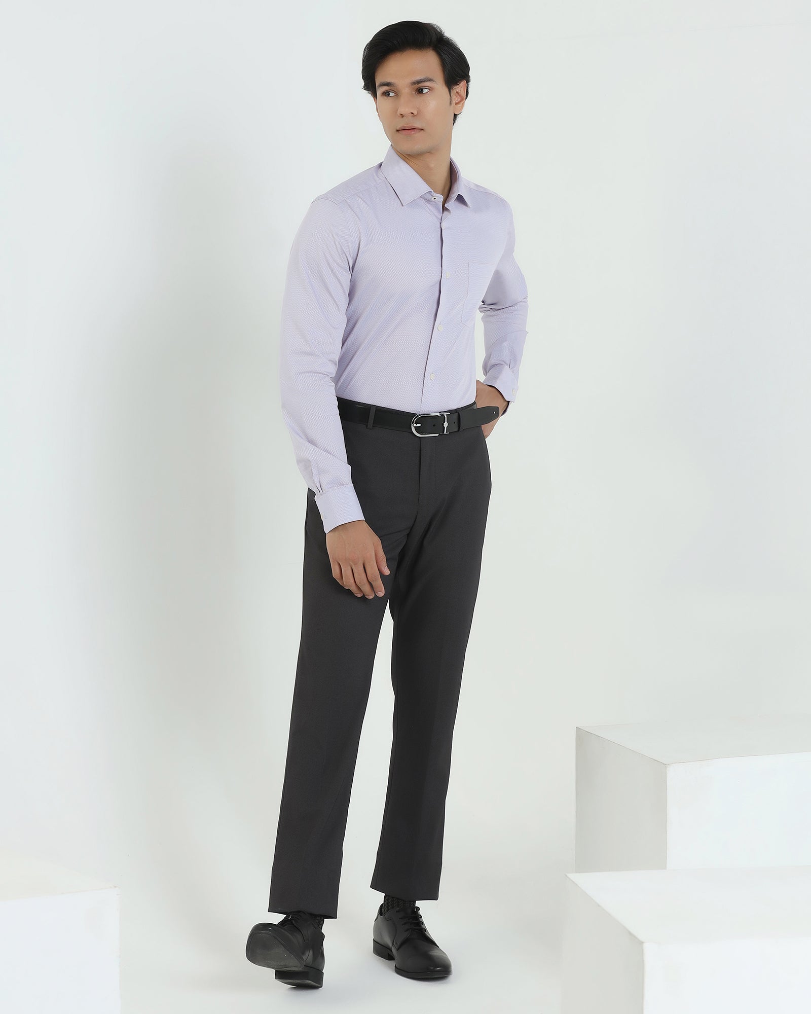 Temp Tech Formal Blue Textured Shirt - Vogue