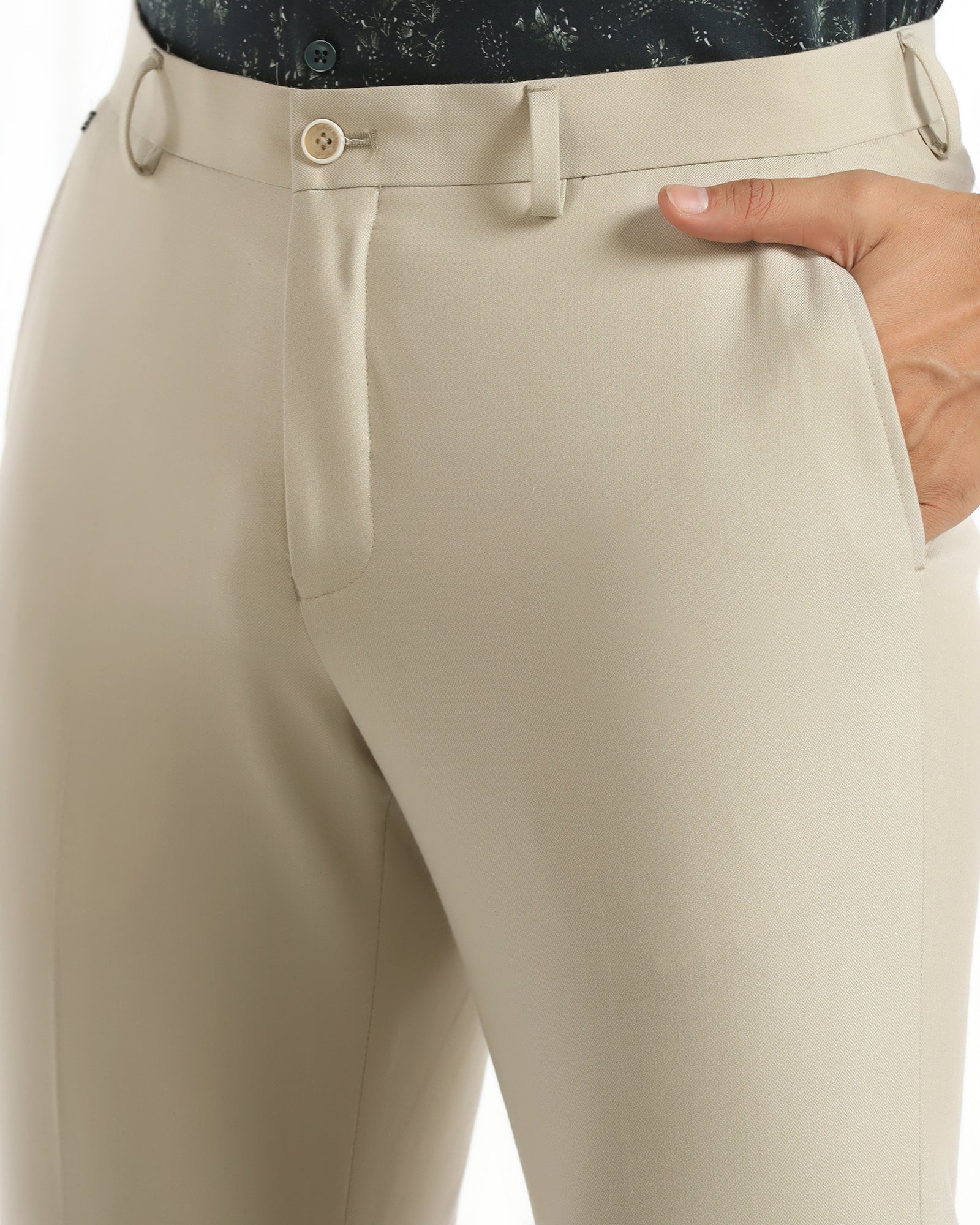 Temp Tech Slim Comfort B-95 Formal Beige Textured Trouser - Iceberg