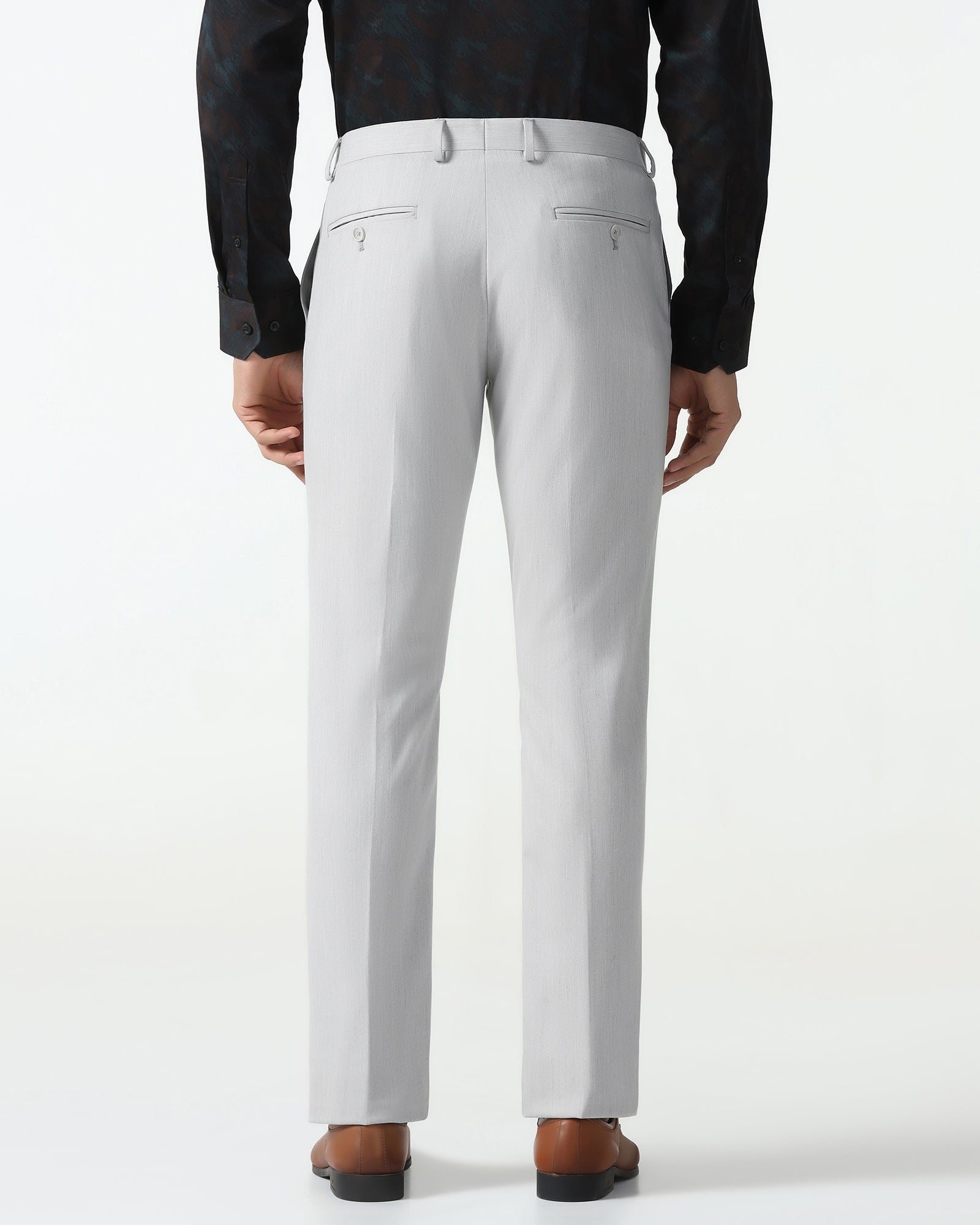 Temp Tech Slim Comfort B-95 Formal Light Grey Textured Trouser - Iceberg