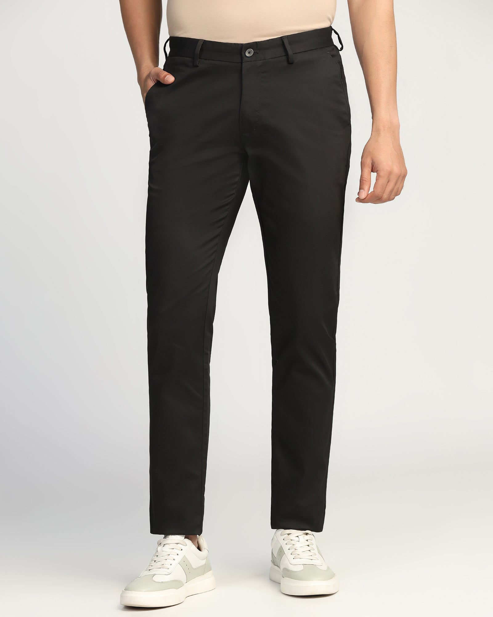 Temp Tech Slim Fit B-91 Casual Black Solid Khakis - Peter