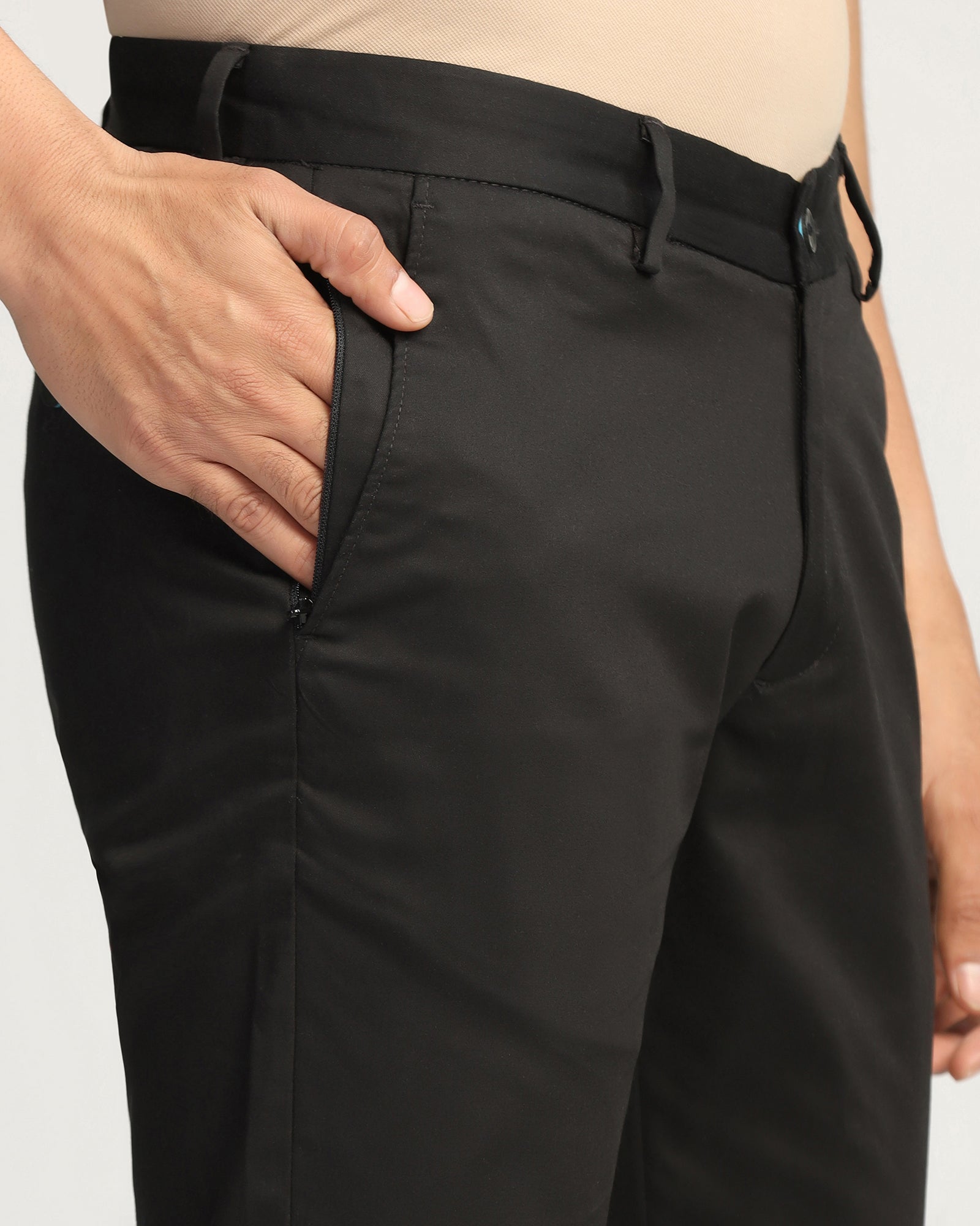Temp Tech Slim Fit B-91 Casual Black Solid Khakis - Peter