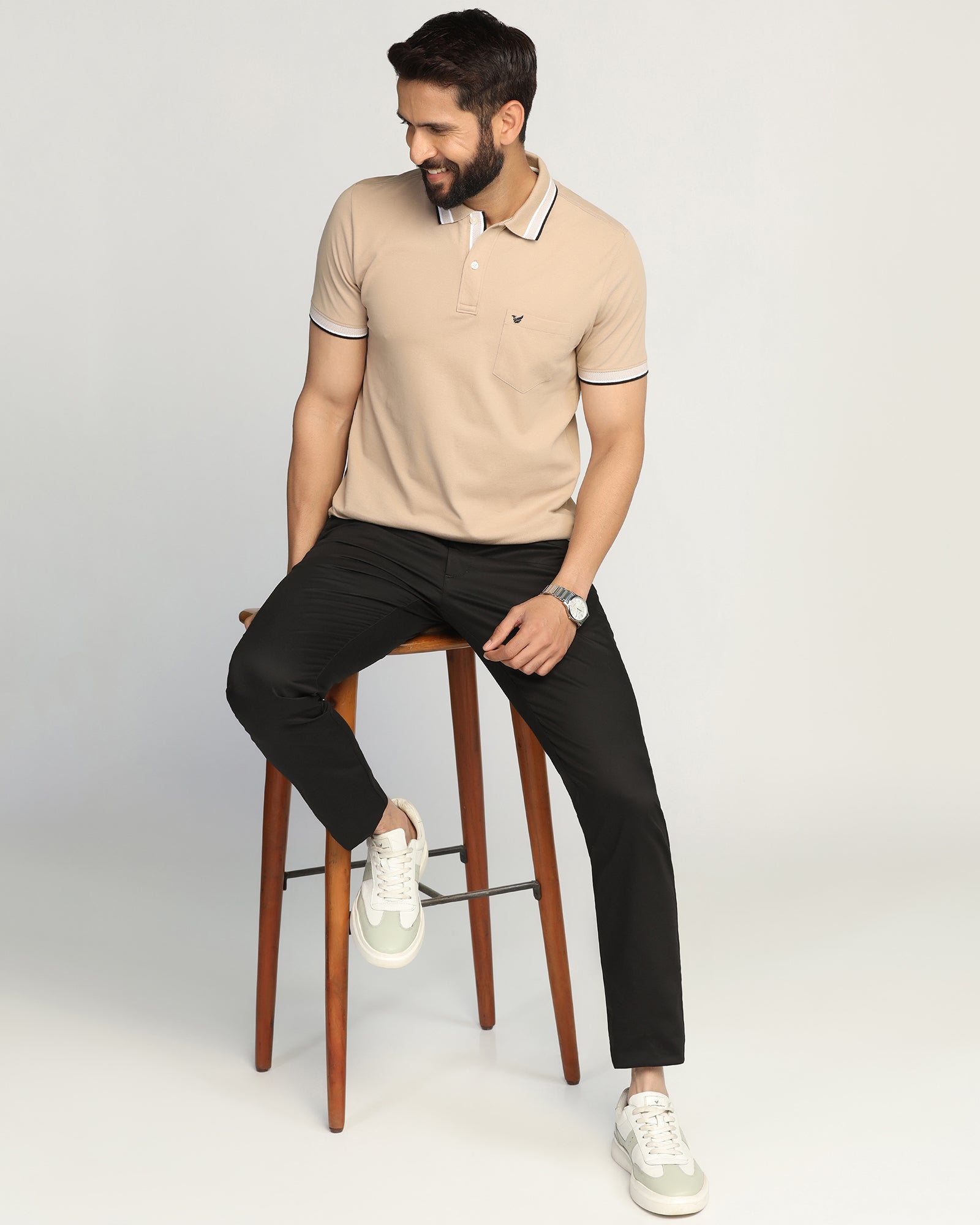 Temp Tech Slim Fit B-91 Casual Black Solid Khakis - Peter