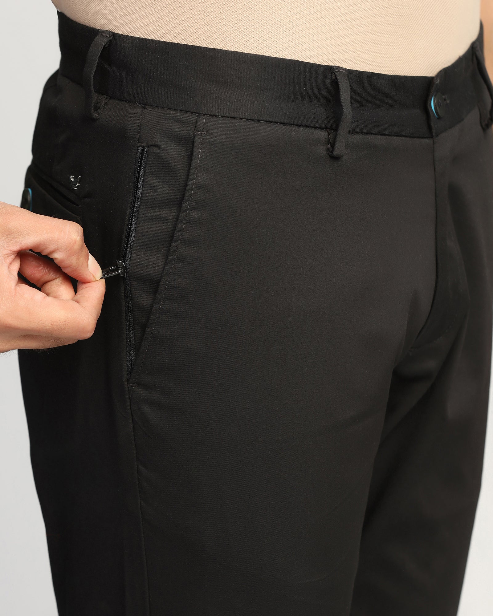 Temp Tech Slim Fit B-91 Casual Black Solid Khakis - Peter