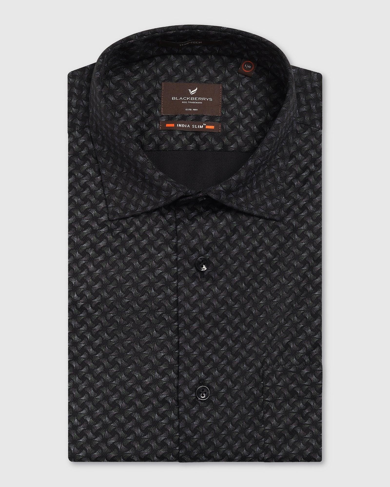 Temp Tech Formal Black Printed Shirt - Mateo