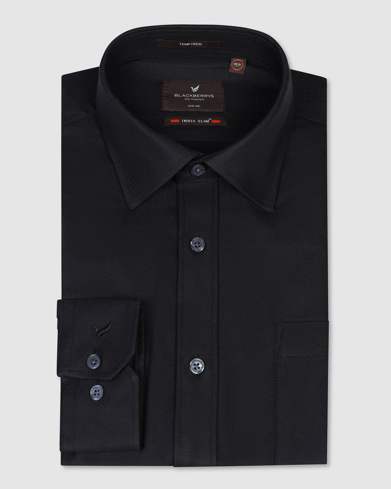 Temptech Formal Black Solid Shirt - Antony - Blackberrys