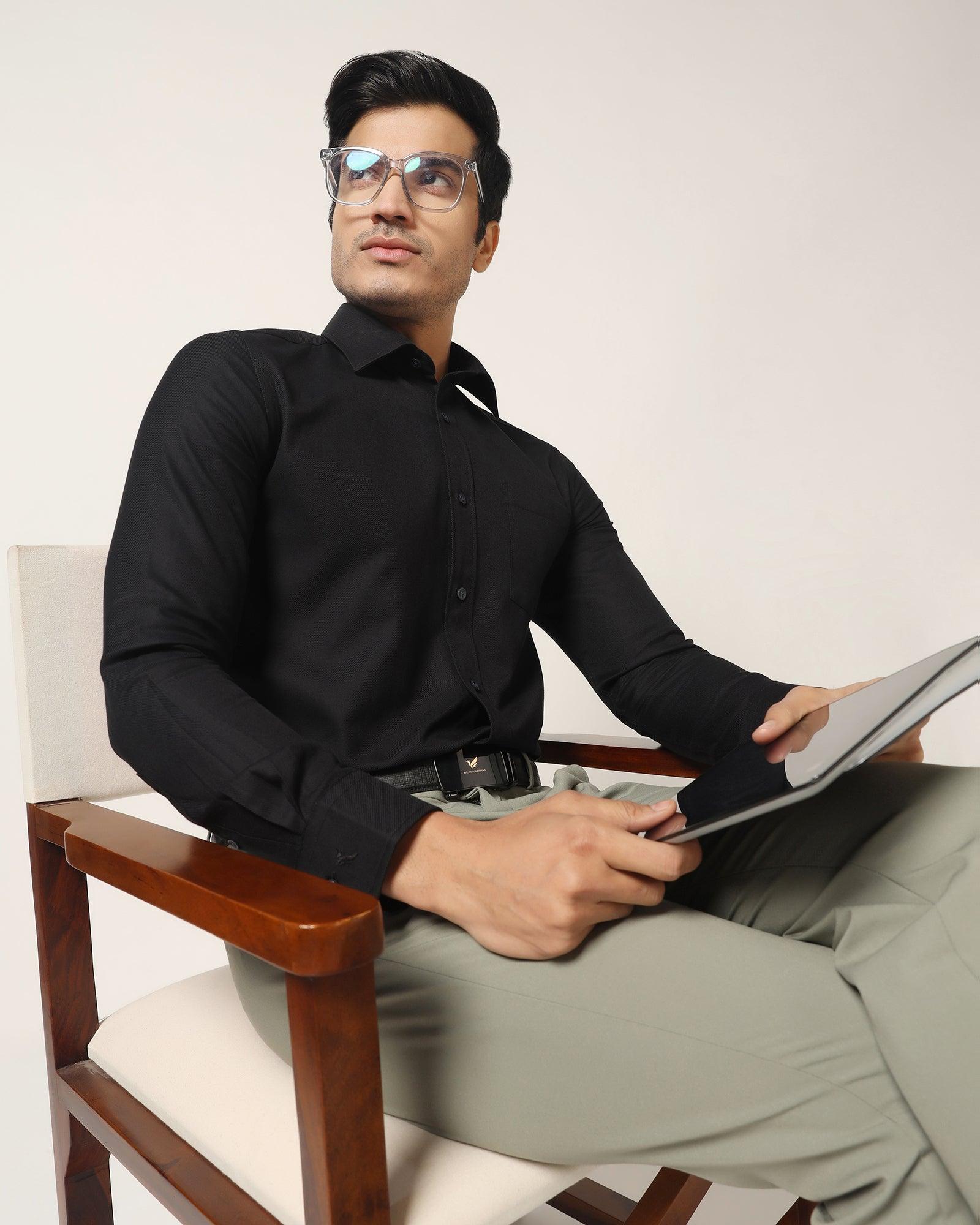 Temptech Formal Black Solid Shirt - Antony - Blackberrys